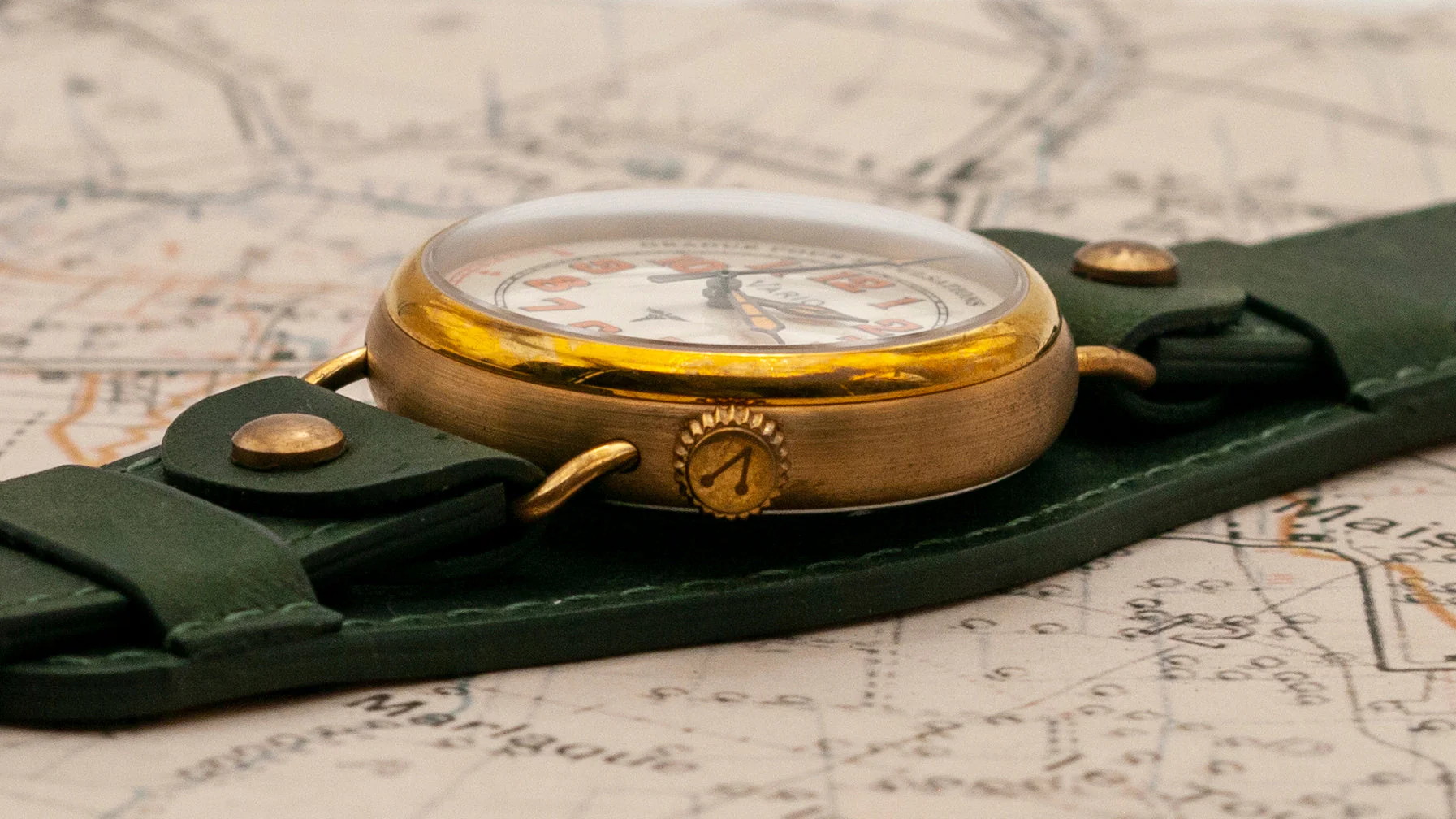 Vario 1918 Trench Brass Black Dial with Orange Lume Watch - Image 2