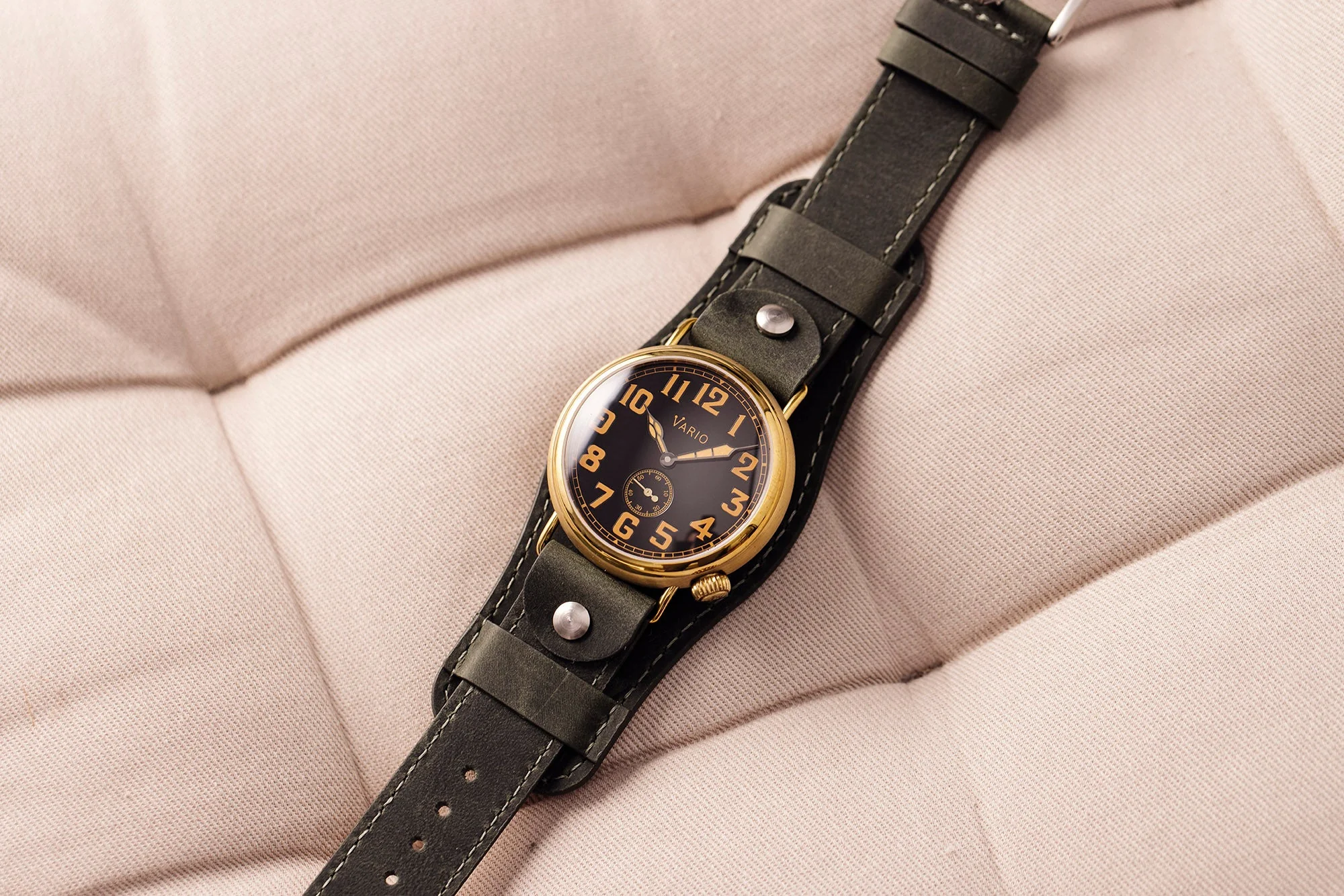 Vario 1918 Trench Brass Black Dial with Orange Lume Watch - Image 7