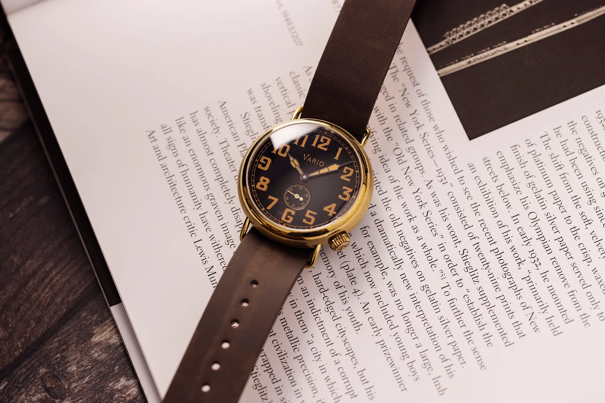 Vario 1918 Trench Brass Black Dial with Orange Lume Watch - Image 8