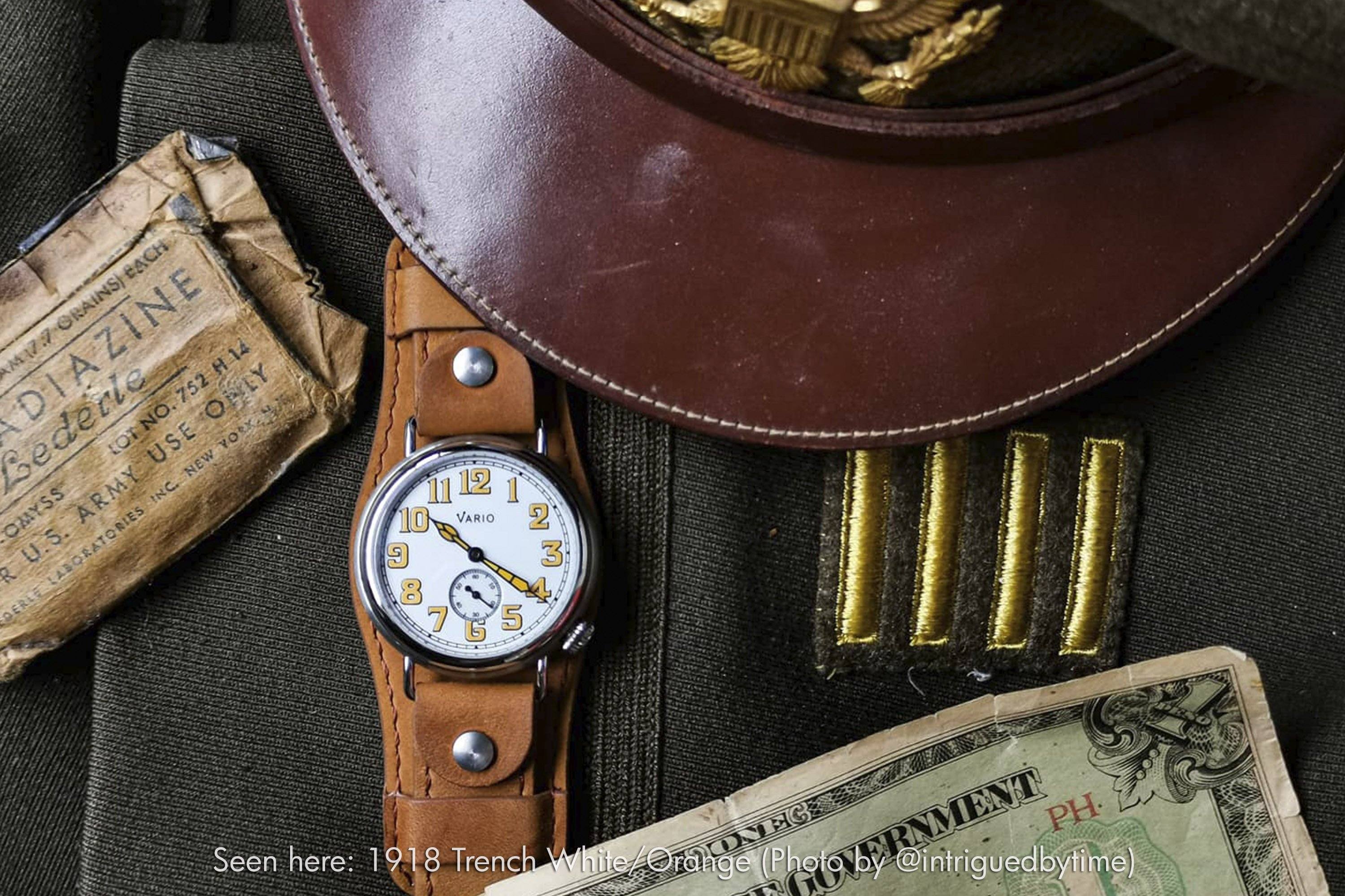 Vario 1918 Trench Cream Dial with Orange Lume Watch - Image 15