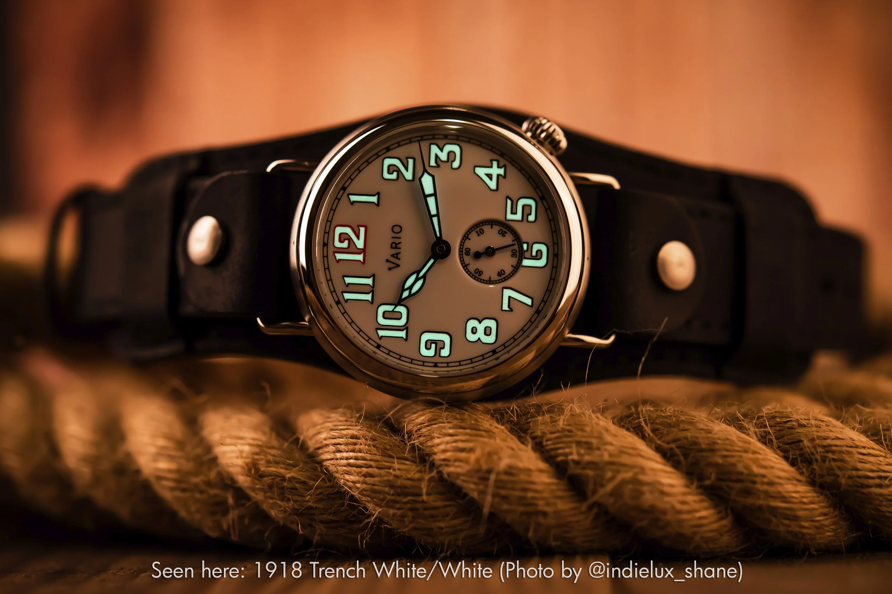 Vario 1918 Trench Cream Dial with Orange Lume Watch - Image 16