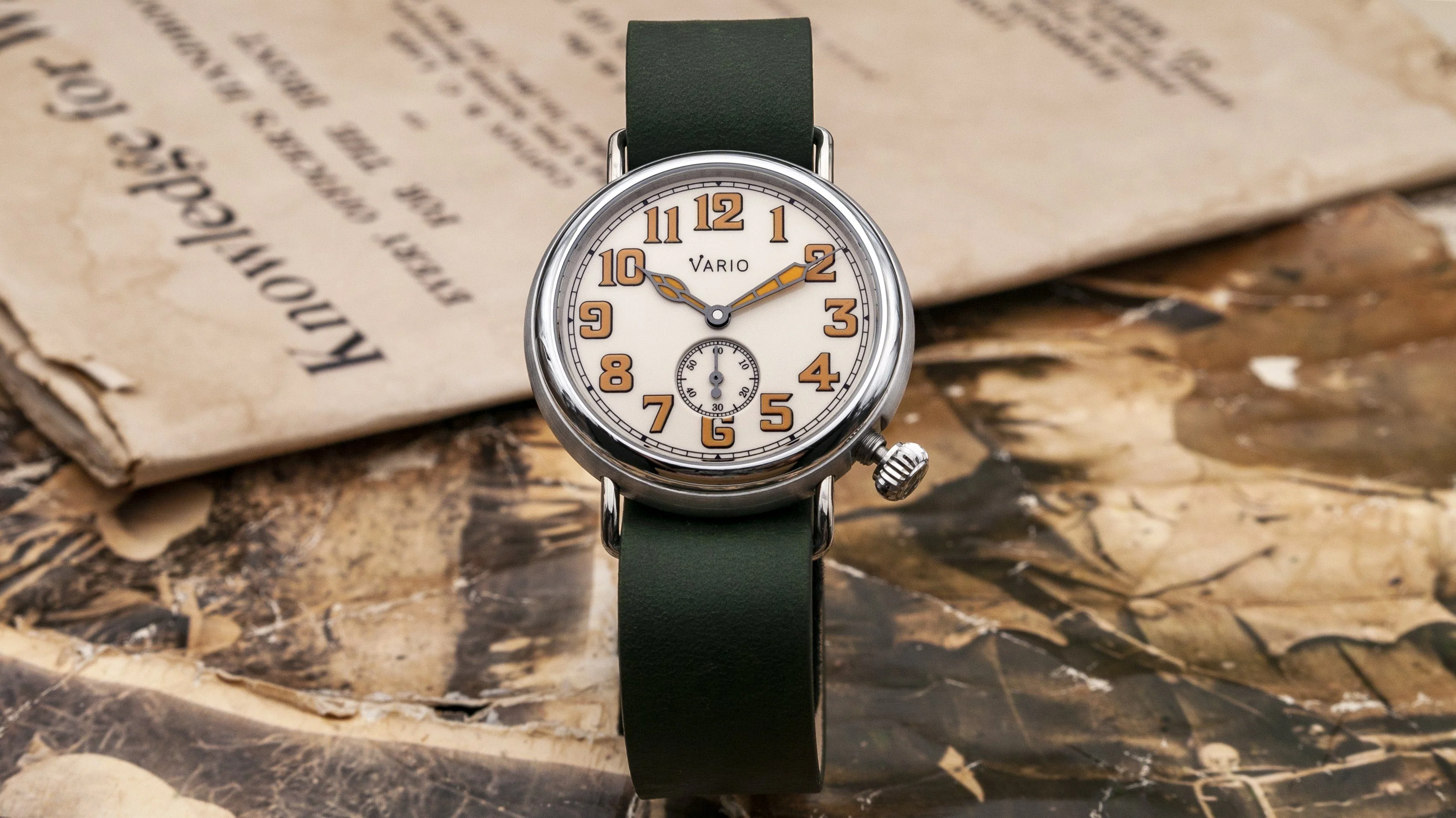 Vario 1918 Trench Cream Dial with Orange Lume Watch - Image 4