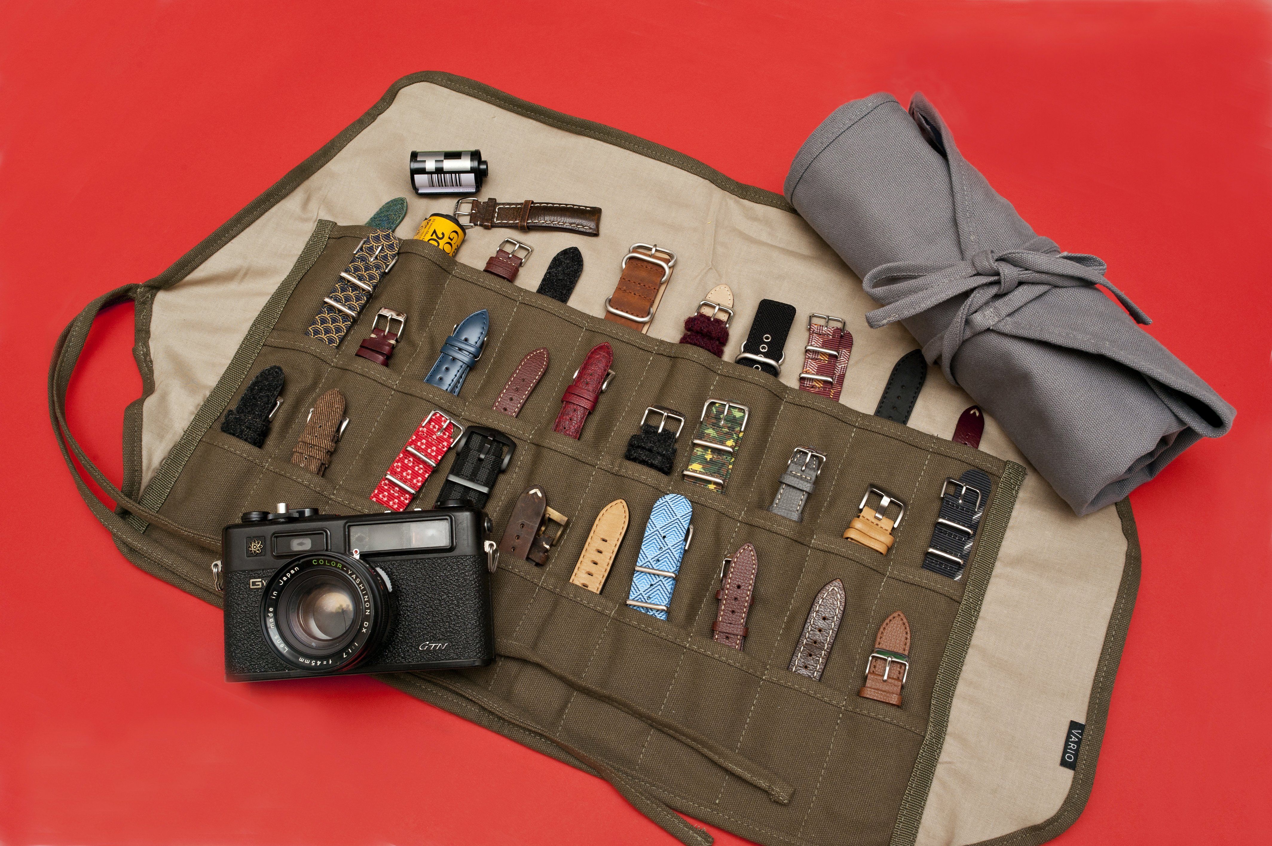 Army Green Canvas Watch Strap Roll (30 Pockets) - Image 3