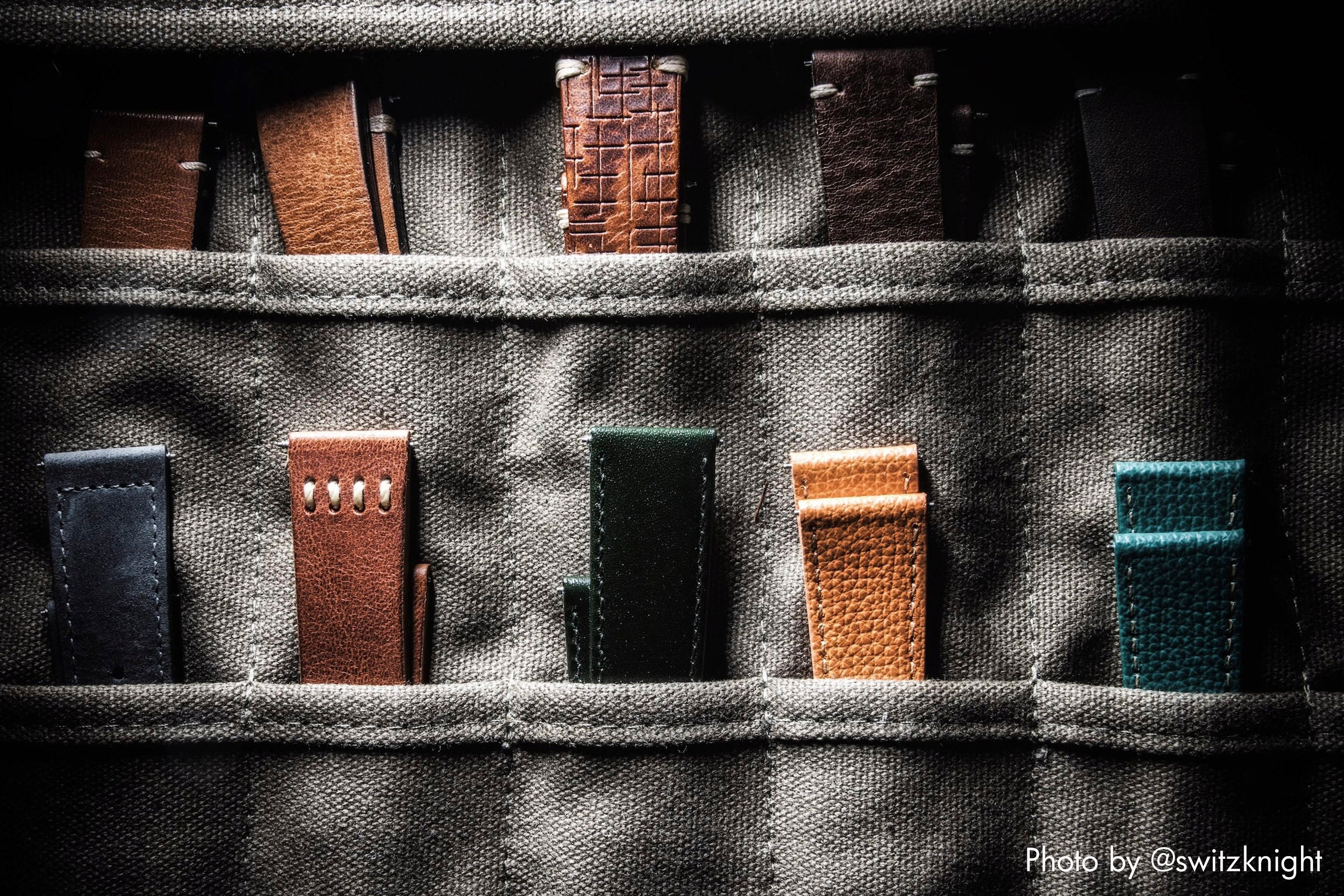 Army Green Canvas Watch Strap Roll (30 Pockets) - Image 7
