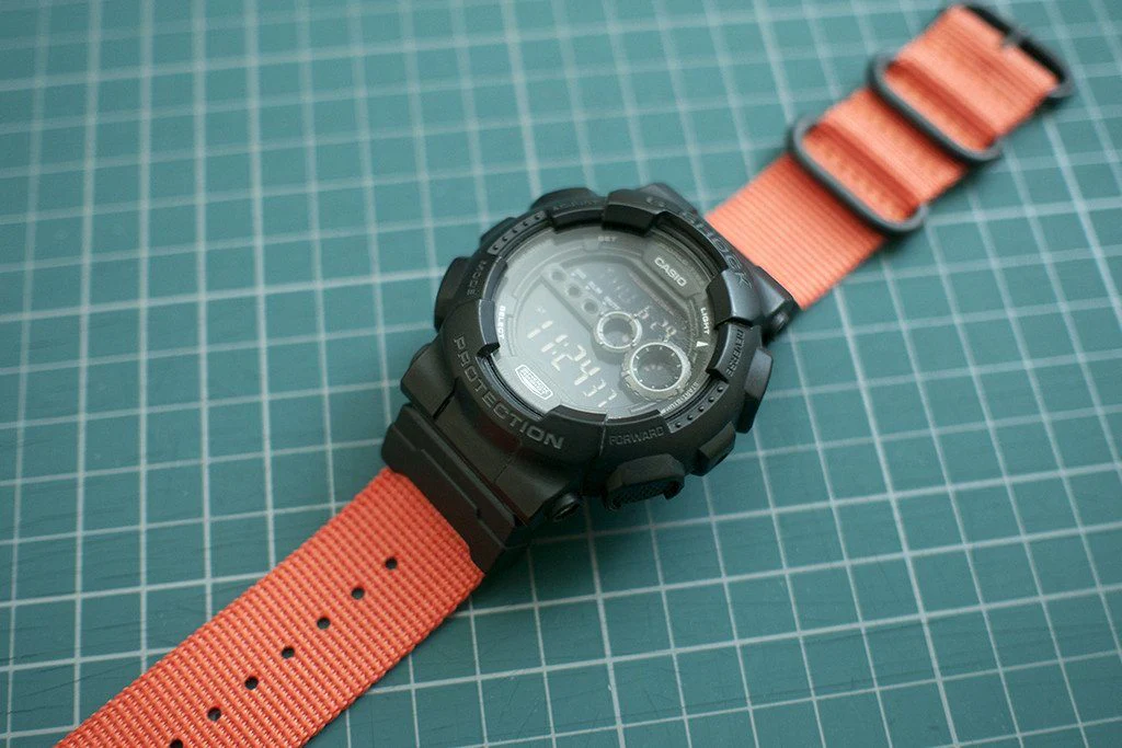 Ballistic Nylon Fire Orange Watch Strap with Casio® G-Shock Compatible Adapter and Spring Bar Tool - Image 3