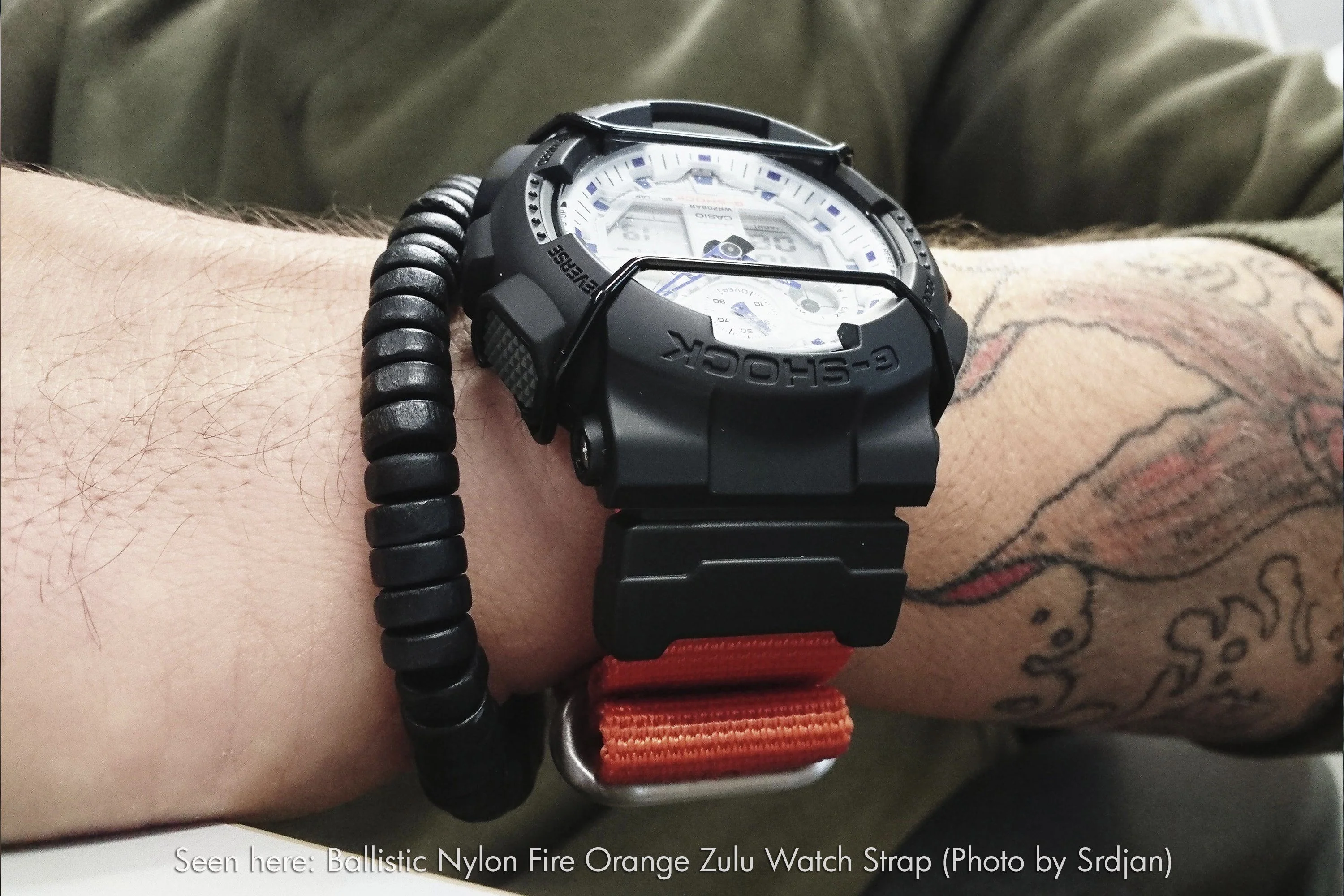 Ballistic Nylon Fire Orange Watch Strap with Casio® G-Shock Compatible Adapter and Spring Bar Tool - Image 6