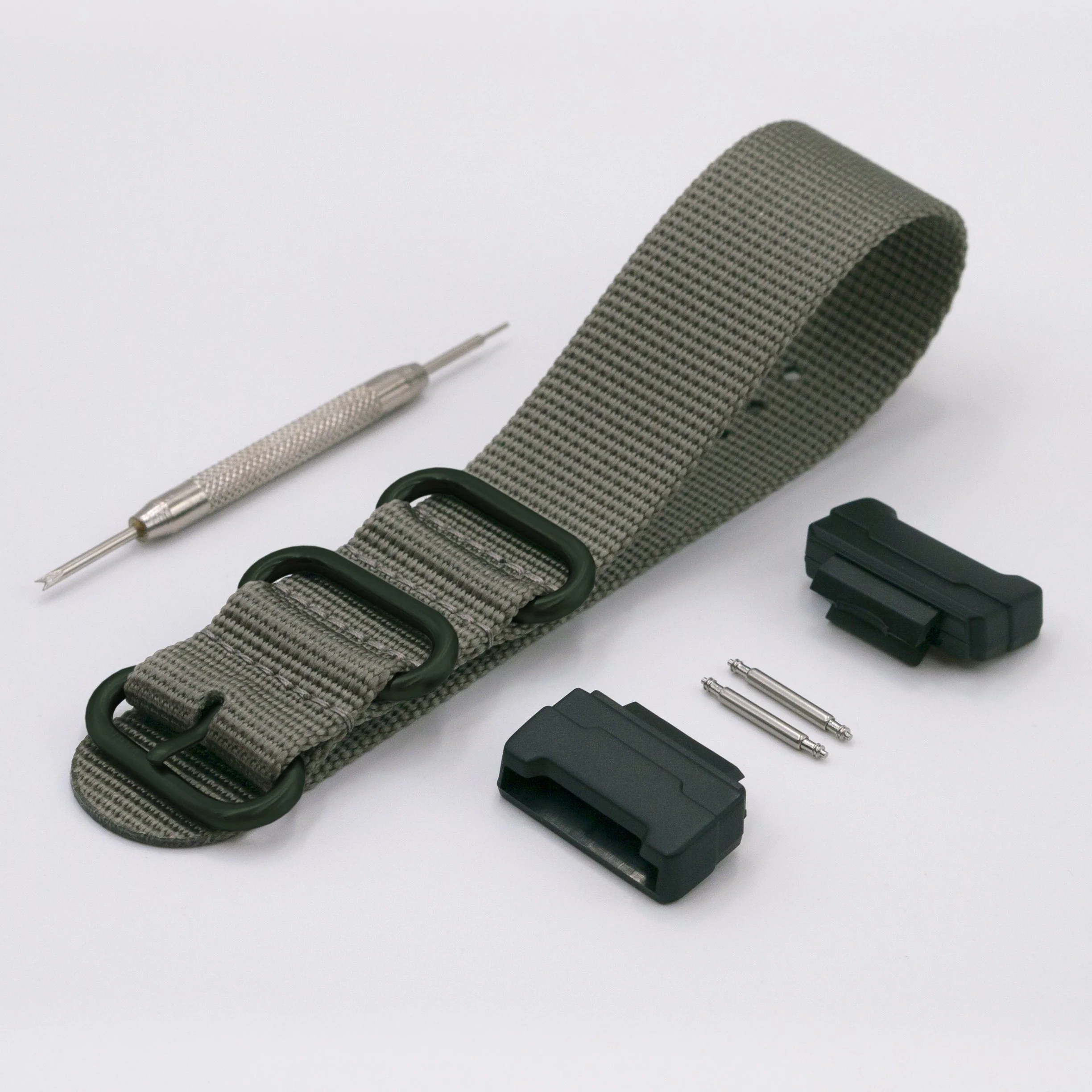 Ballistic Nylon Ash Grey Watch Strap with Casio® G-Shock Compatible Adapter and Spring Bar Tool