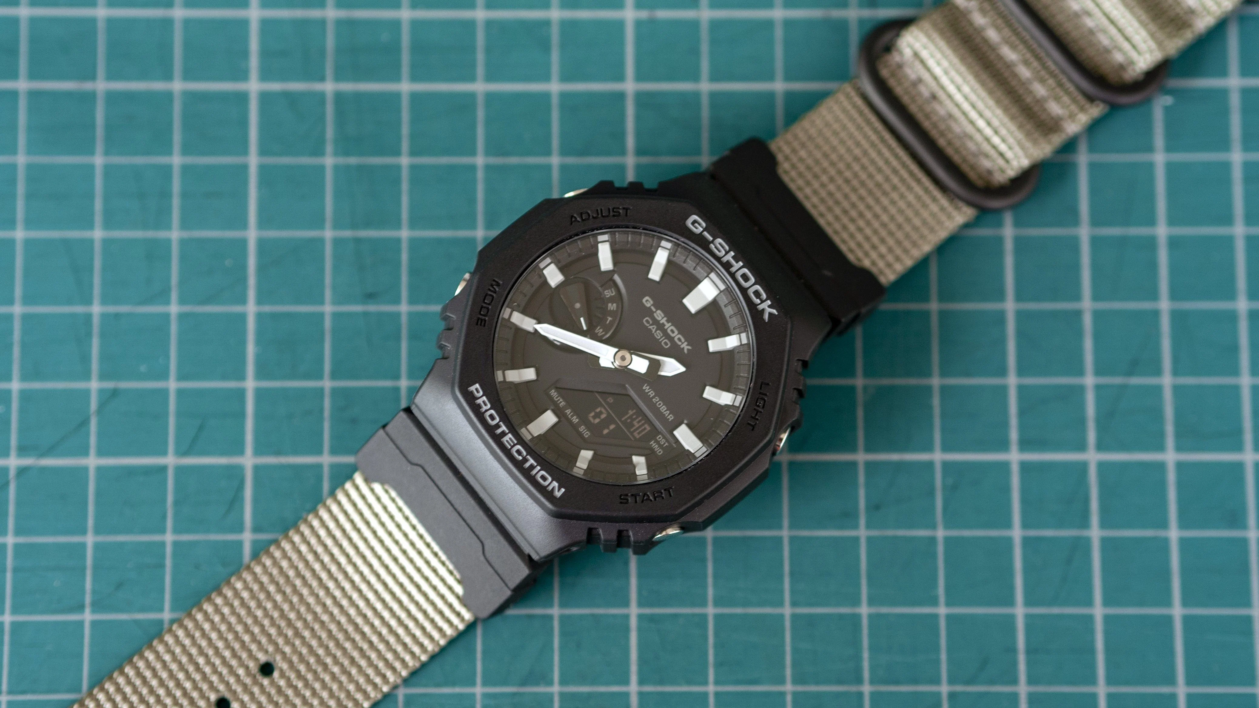 Ballistic Nylon Ash Grey Watch Strap with Casio® G-Shock Compatible Adapter and Spring Bar Tool - Image 5