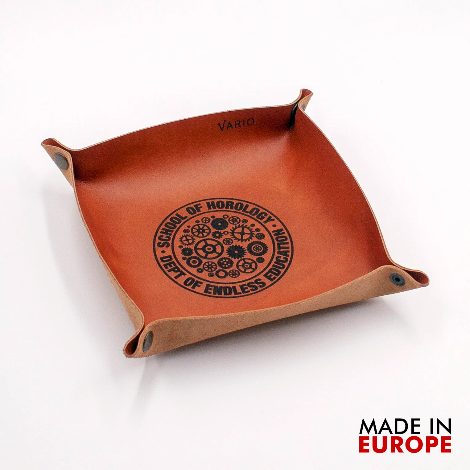 Belarusian Caramel Brown Leather Valet Tray (School of Horology) for Watch, Keys, Accessories