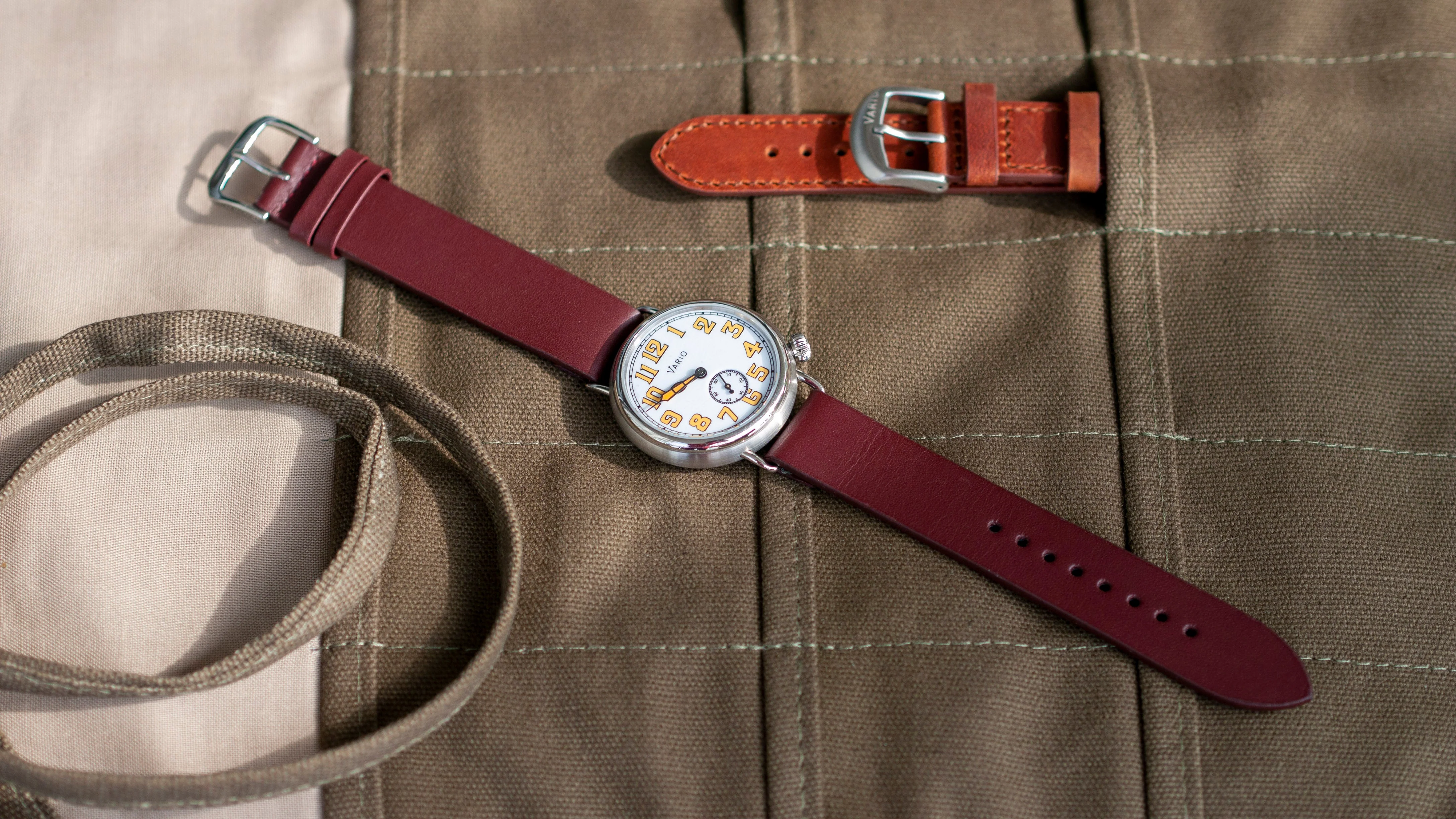 Clip-On Bordeaux Red Leather Watch Strap - Image 5