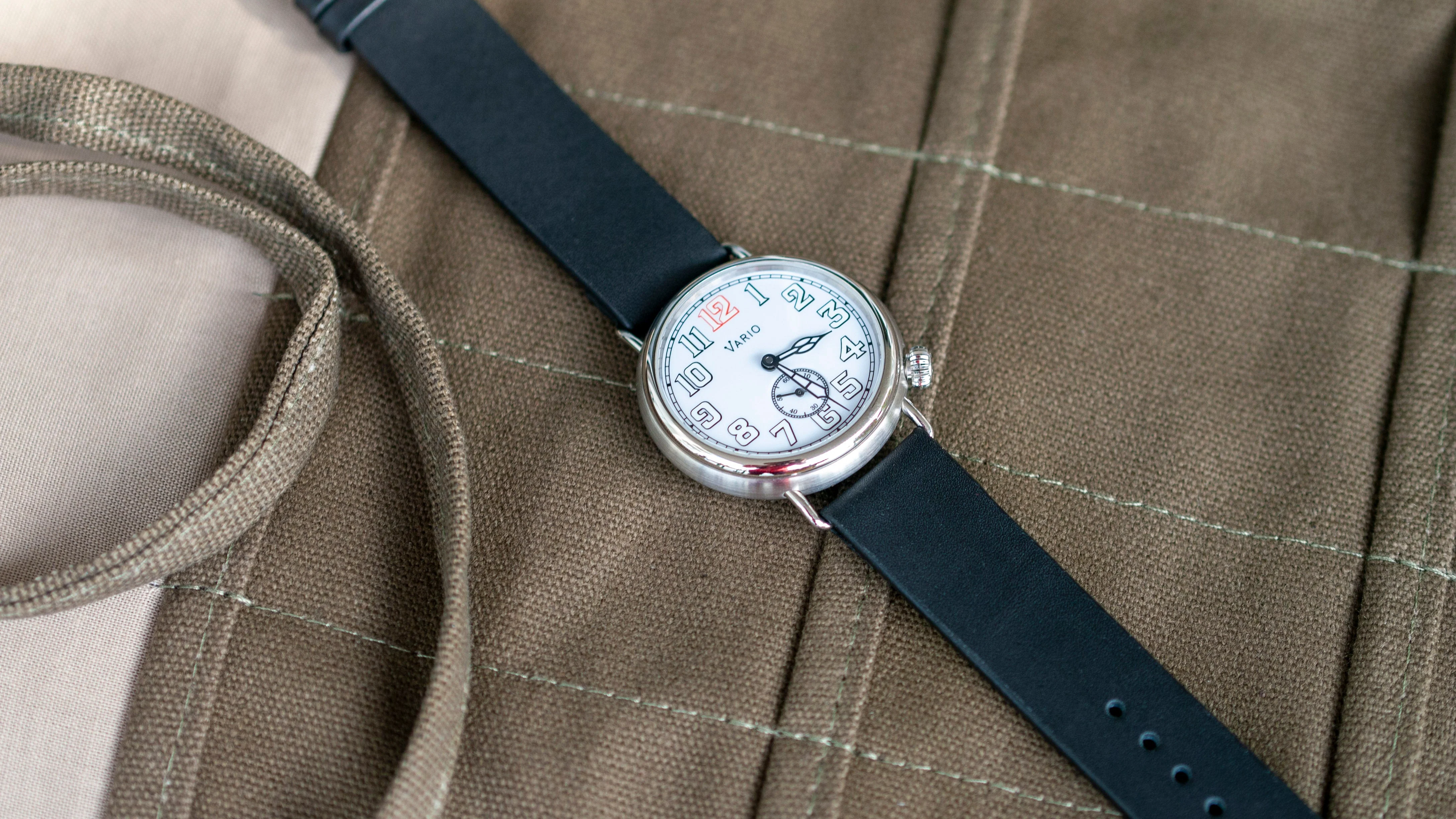 Clip-On Graphite Black Leather Watch Strap - Image 5