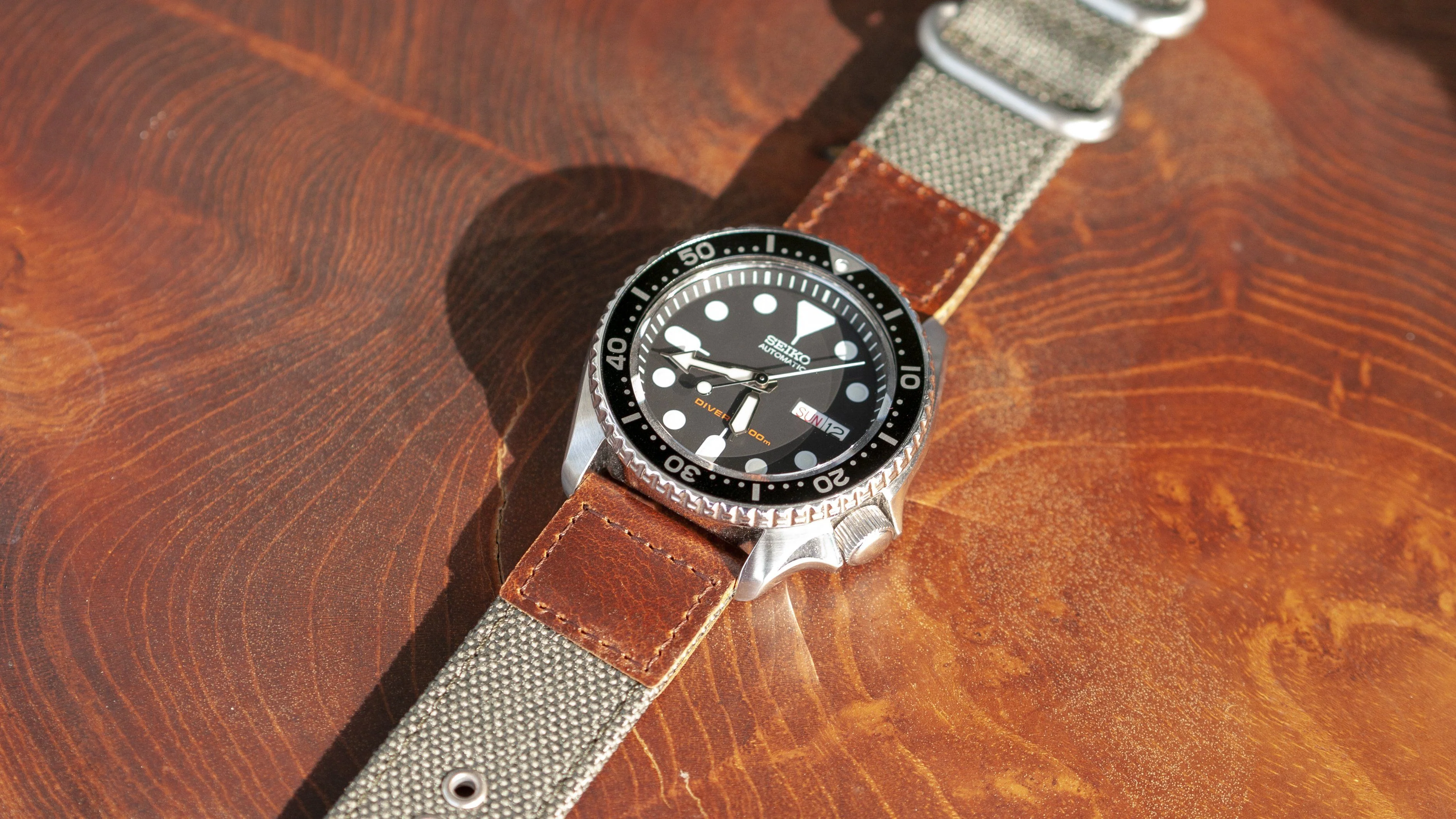 Cordura® Army Green Oiled Leather Watch Strap - Image 5
