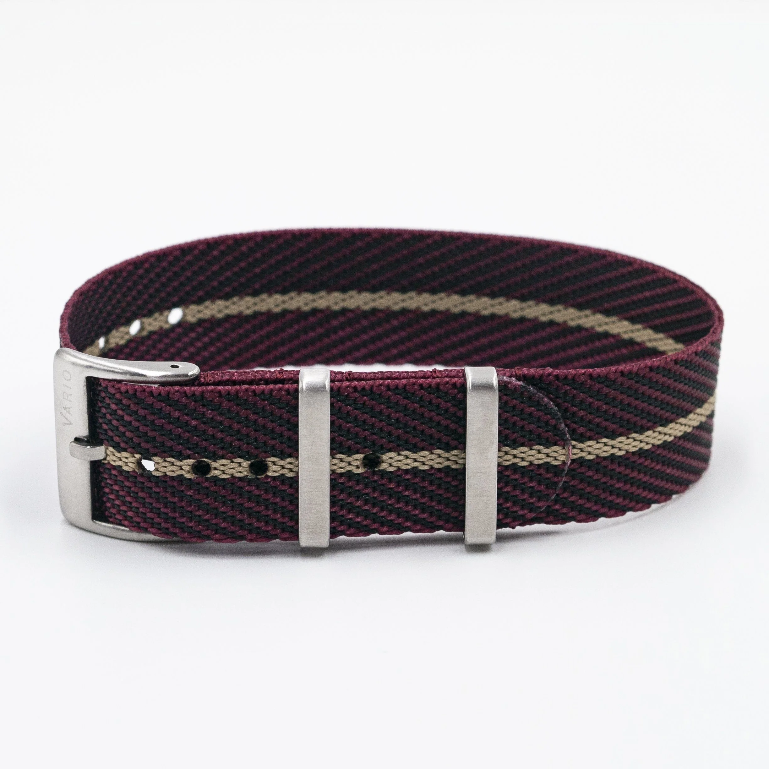 Twill Burgandy Red Watch Strap / Beige Divider