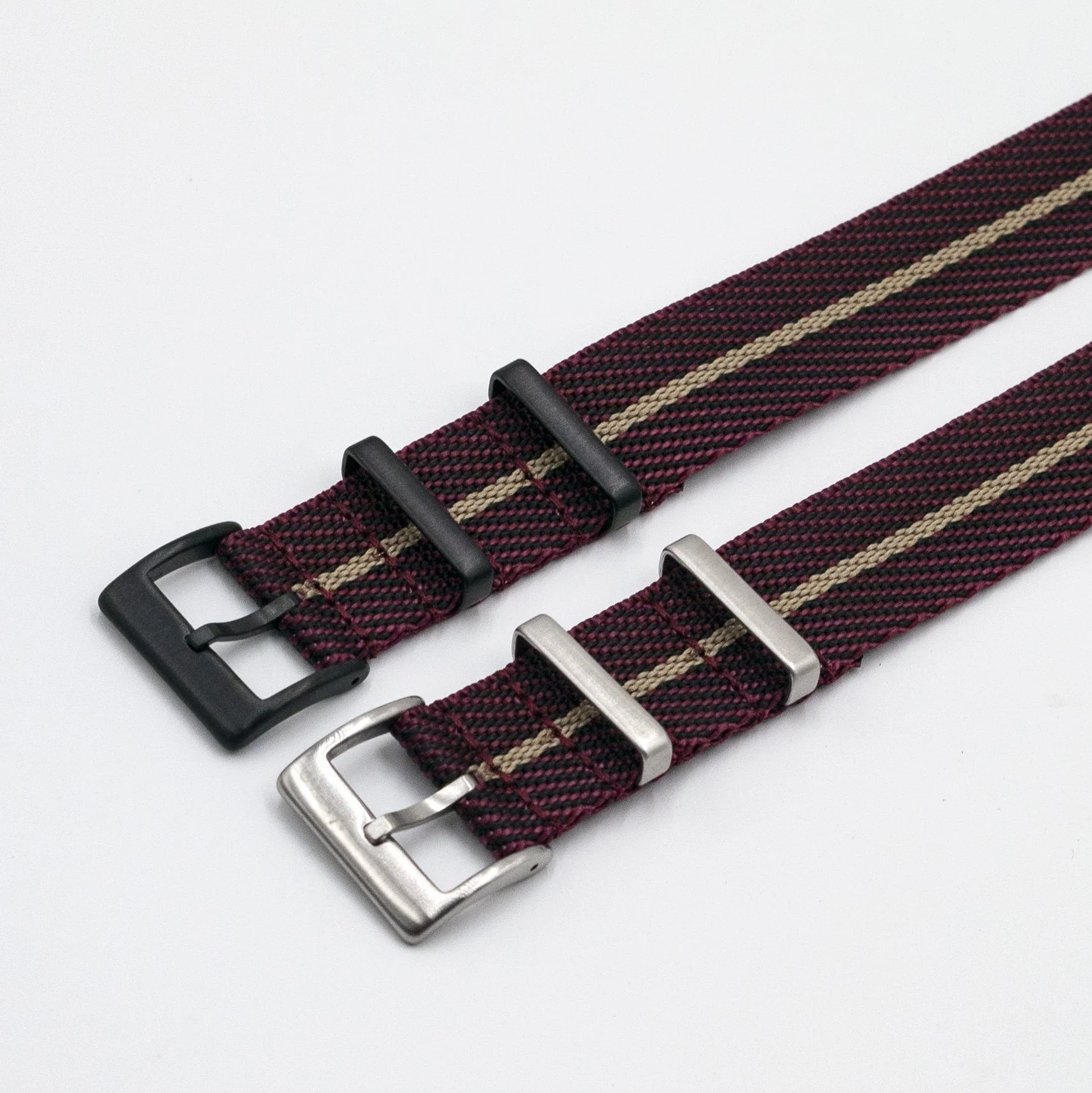 Twill Burgandy Red Watch Strap / Beige Divider - Image 2