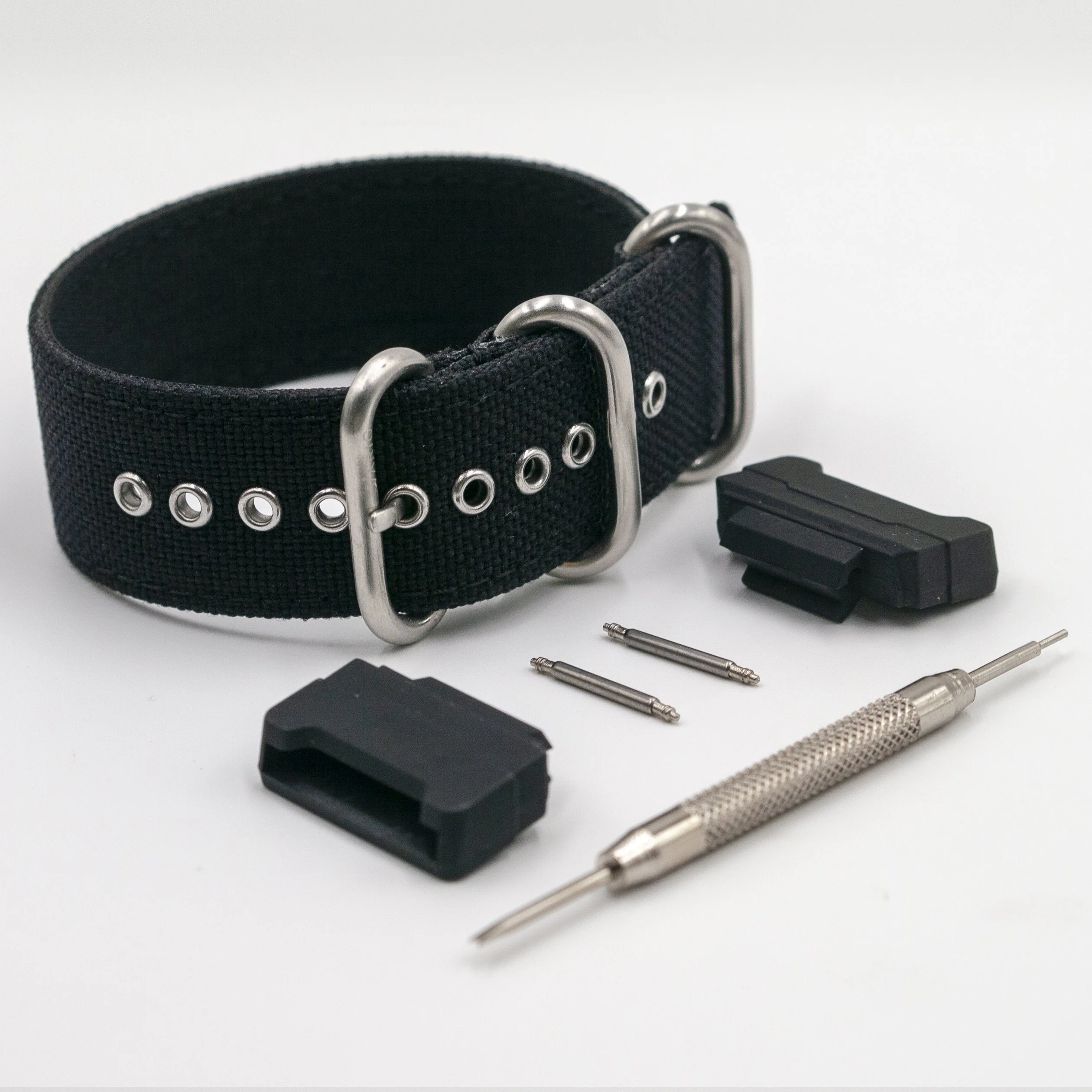 Cordura® Coal Black Watch Strap with Casio® G-Shock Compatible Adapter and Spring Bar Tool