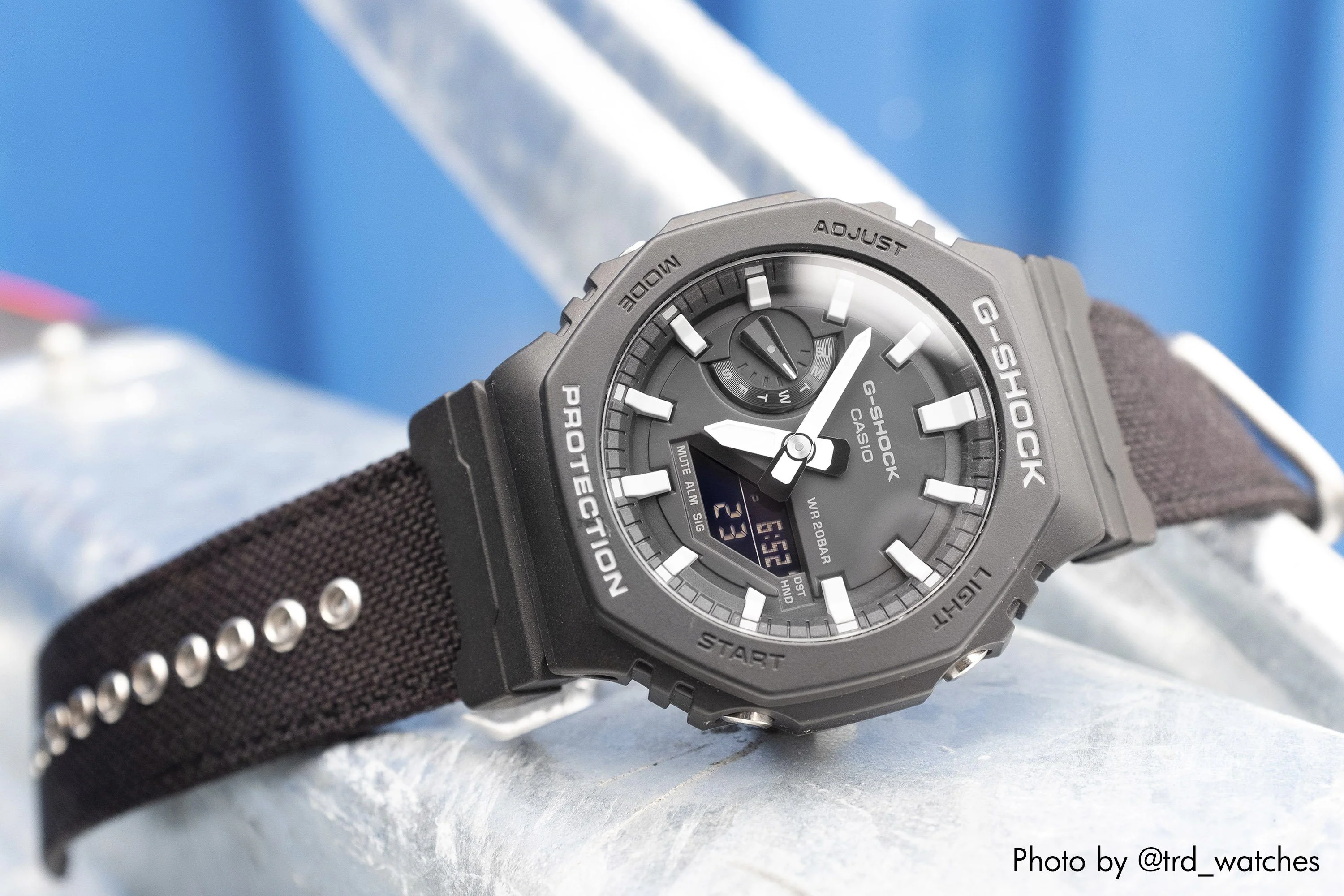 Cordura® Coal Black Watch Strap with Casio® G-Shock Compatible Adapter and Spring Bar Tool - Image 4