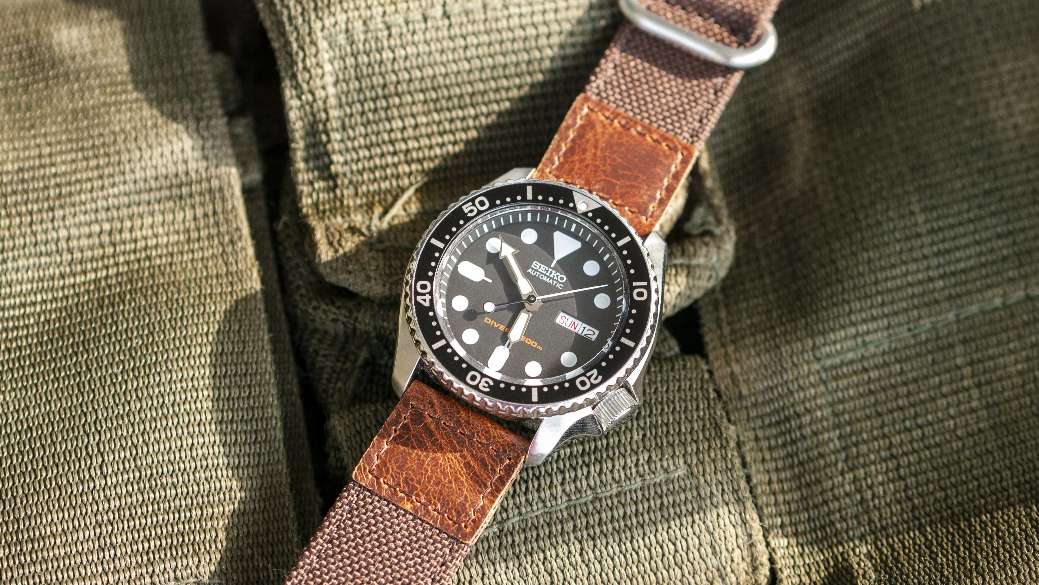 Cordura® Espresso Brown Oiled Leather Watch Strap - Image 5