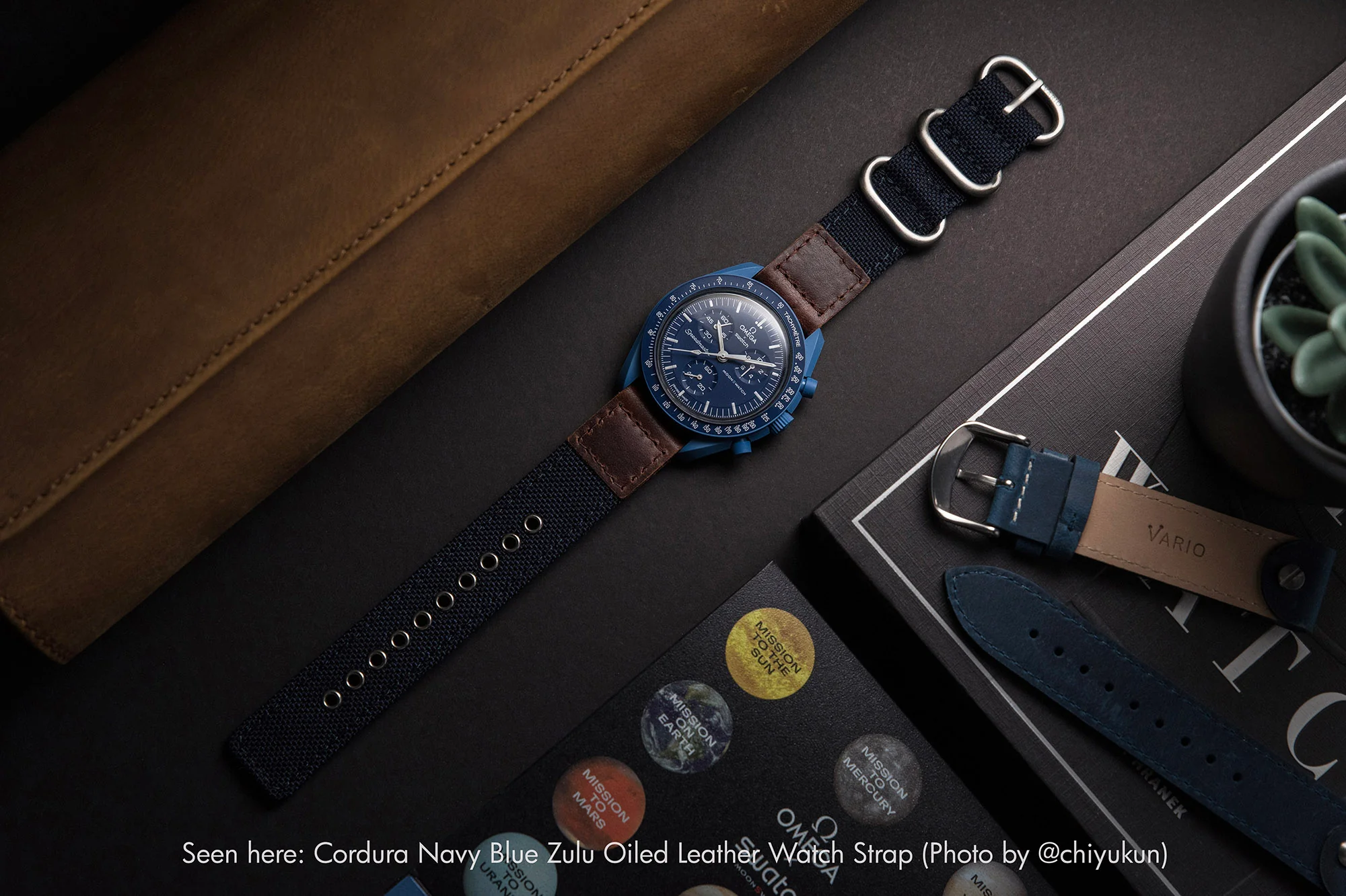 Cordura® Espresso Brown Oiled Leather Watch Strap - Image 8