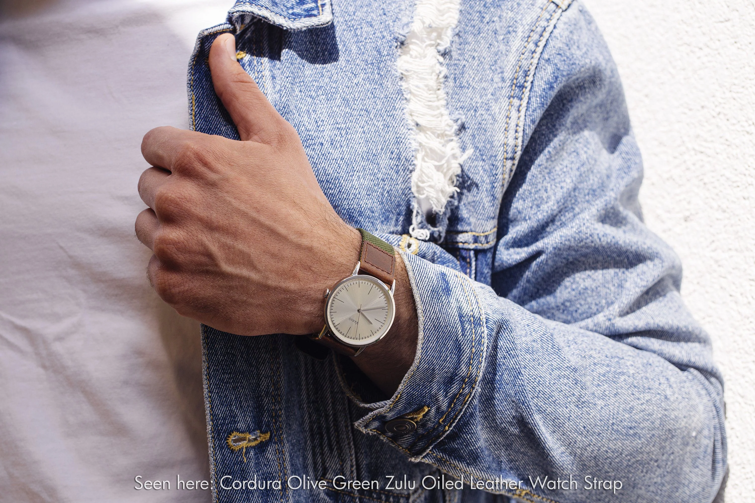 Cordura® Khaki Brown Oiled Leather Watch Strap - Image 11