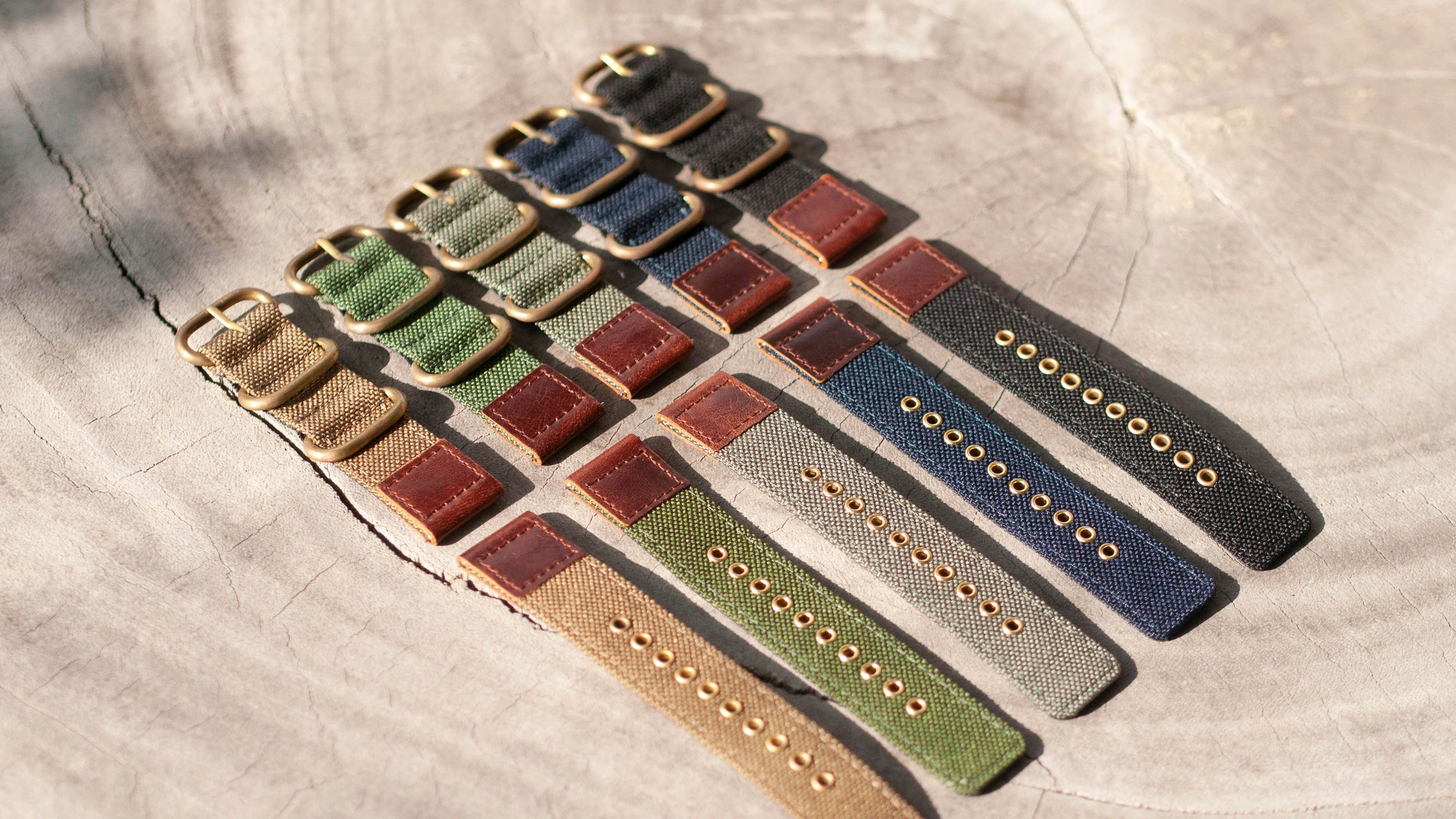 Cordura® Khaki Brown Oiled Leather Watch Strap - Image 4