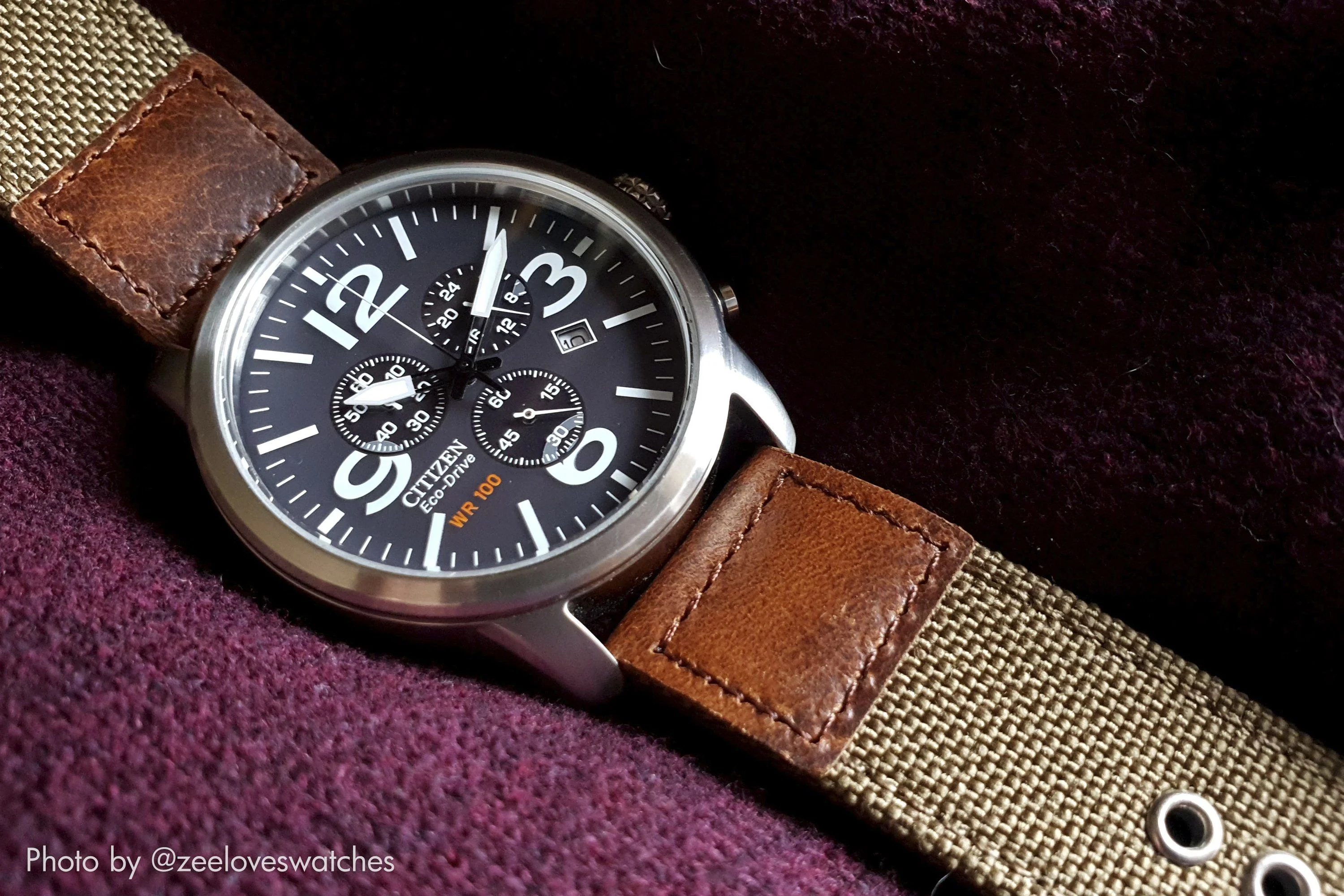 Cordura® Khaki Brown Oiled Leather Watch Strap - Image 9