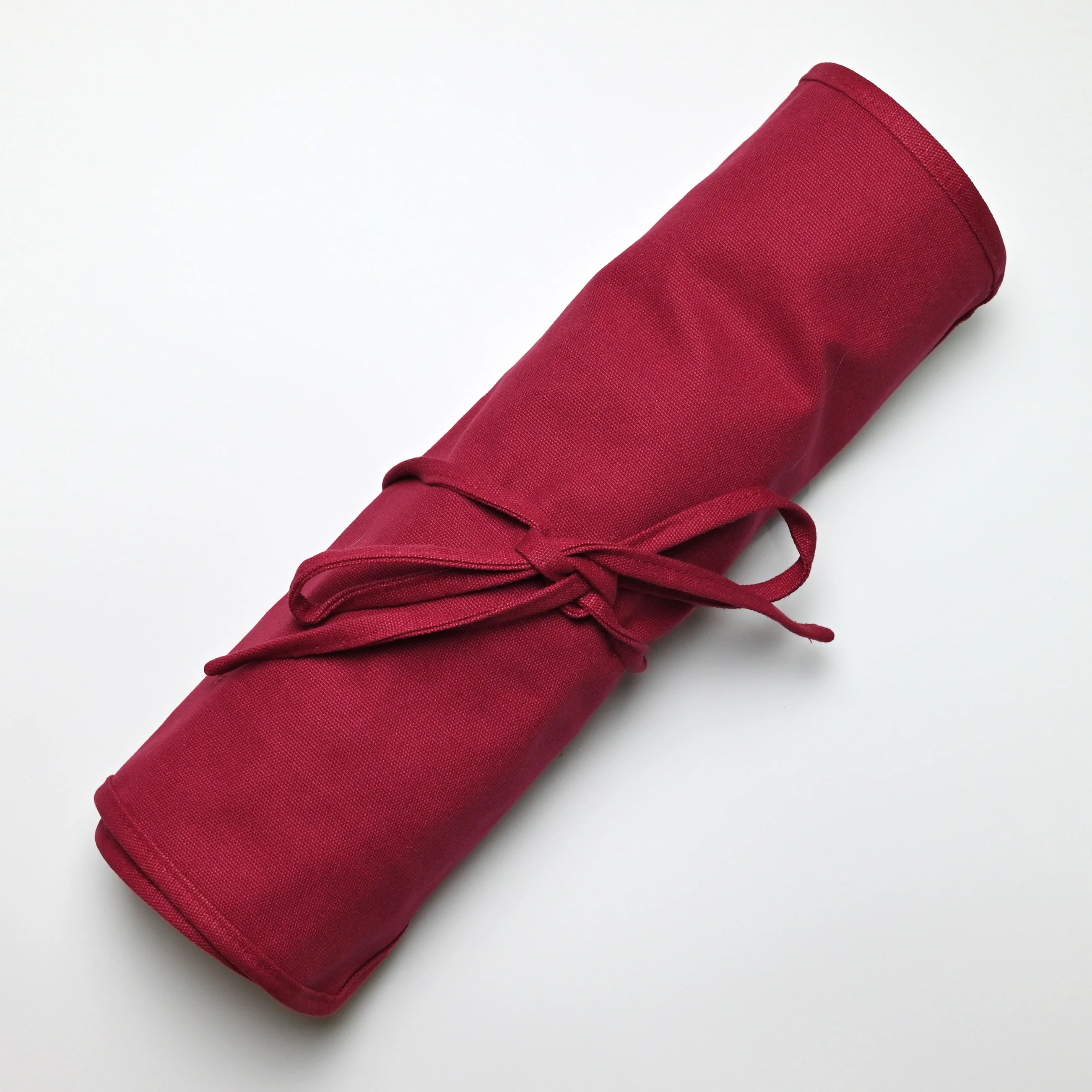 Crimson Red Canvas Watch Strap Roll (30 Pockets)