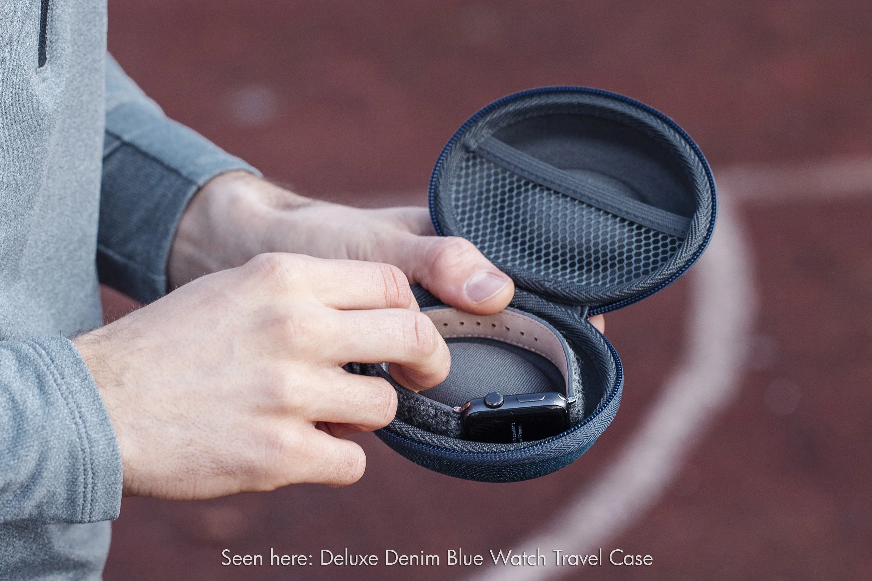 Deluxe Denim Blue Watch Travel Case - Image 10