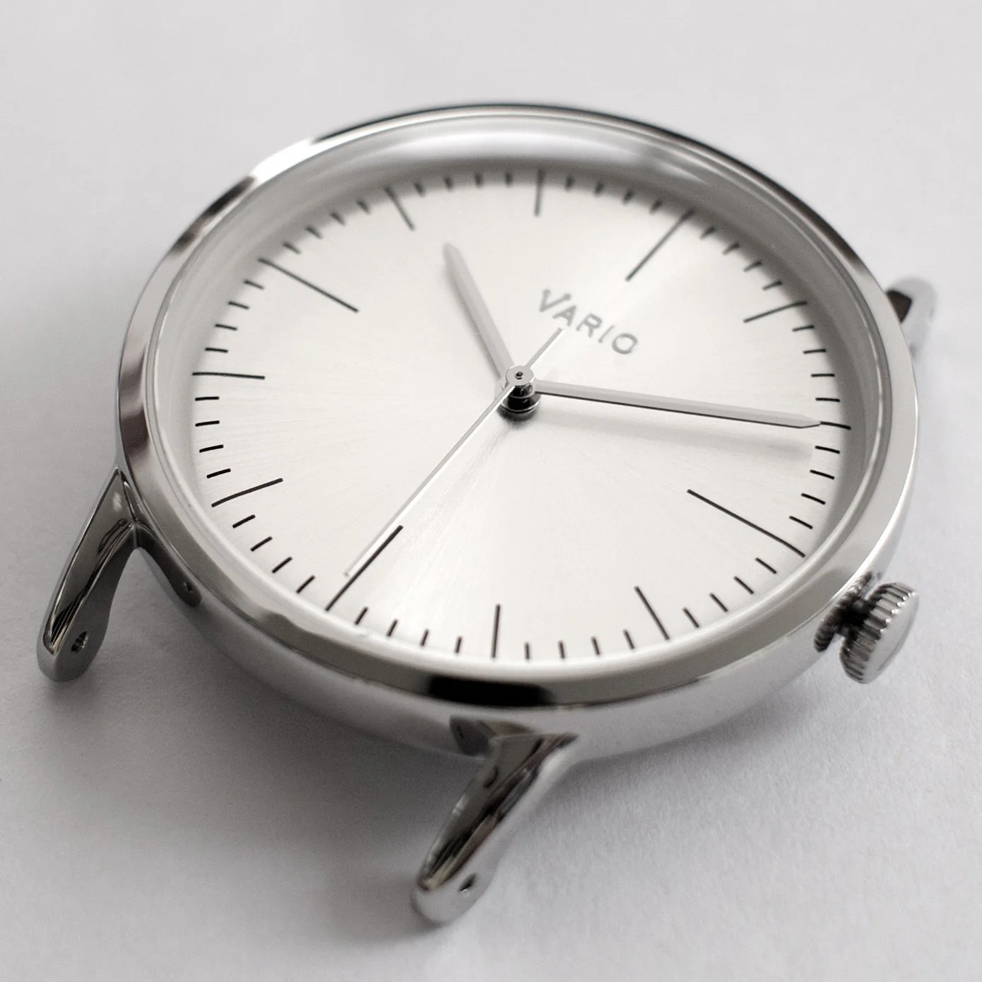 Vario Eclipse Pyrite Silver Sweeping Quartz Dress Watch on Harris Tweed Watch Strap - Image 4