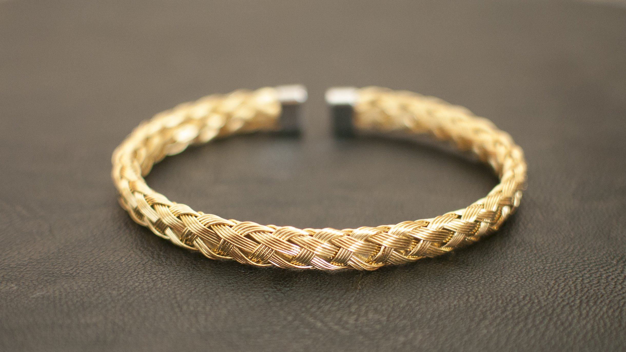 Gold Woven Stainless Steel Mesh Bracelet - Image 3