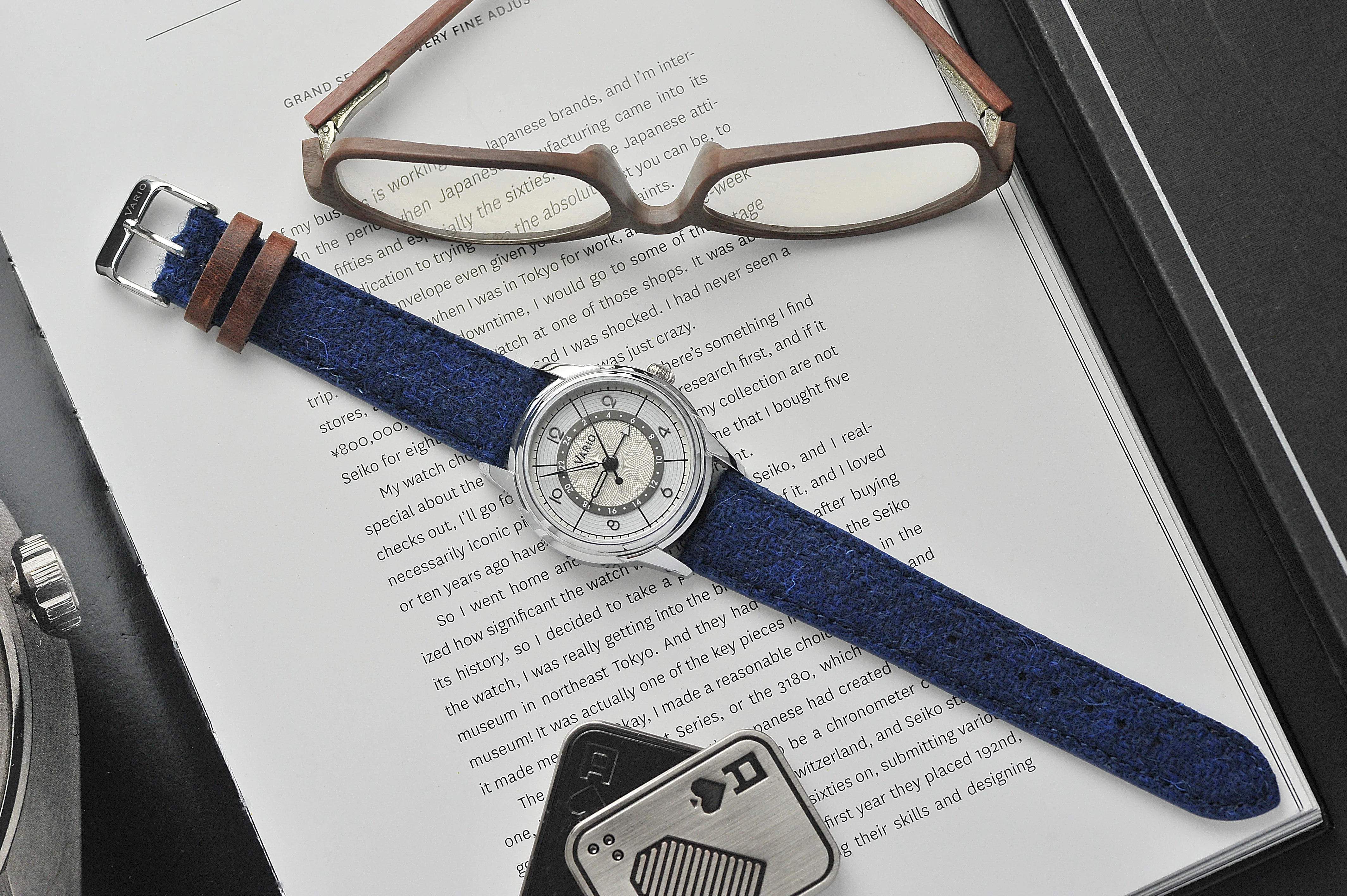 Harris Tweed® Navy Blue Leather Keeper Watch Strap - Image 3