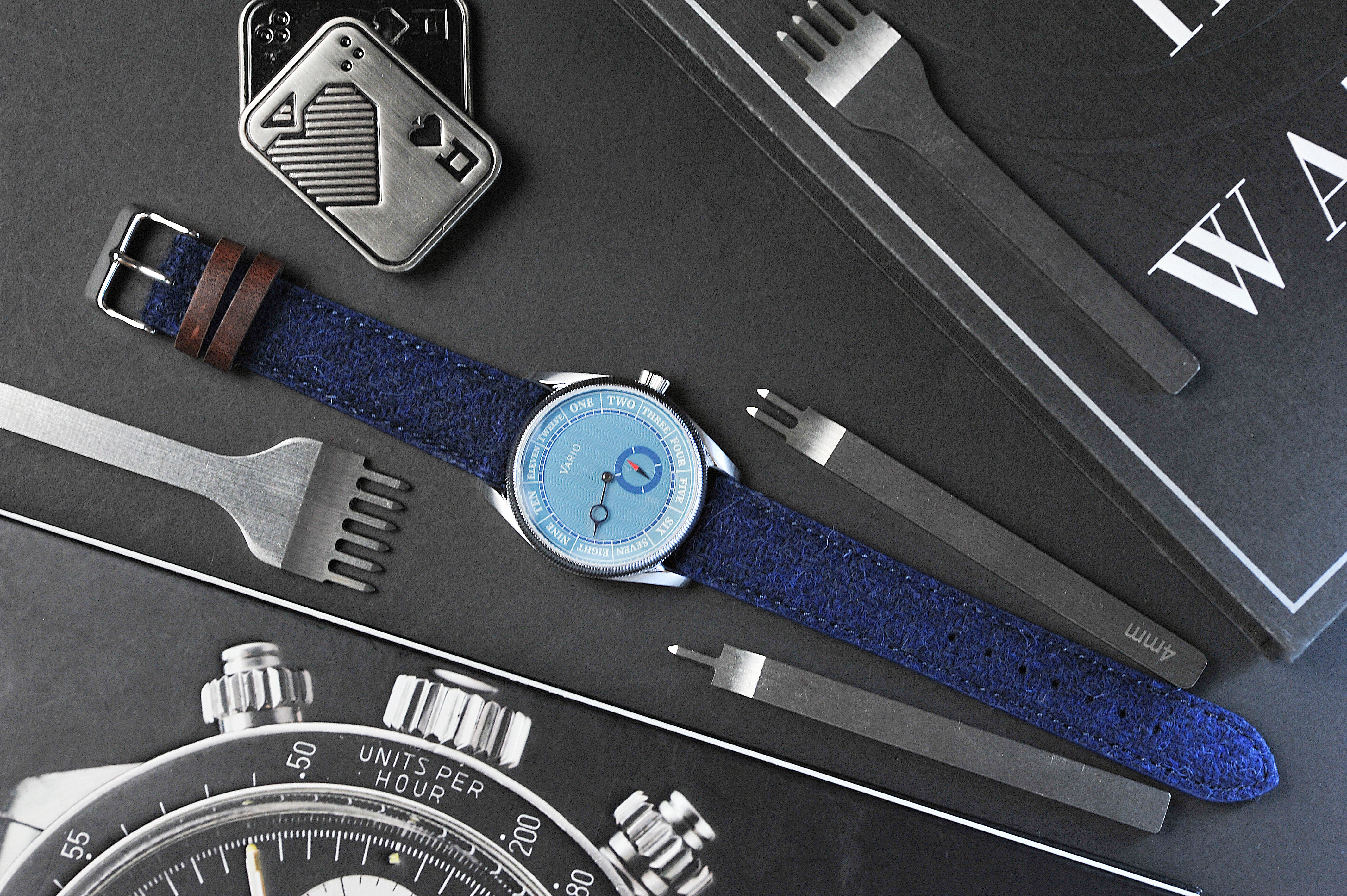 Harris Tweed® Navy Blue Leather Keeper Watch Strap - Image 4