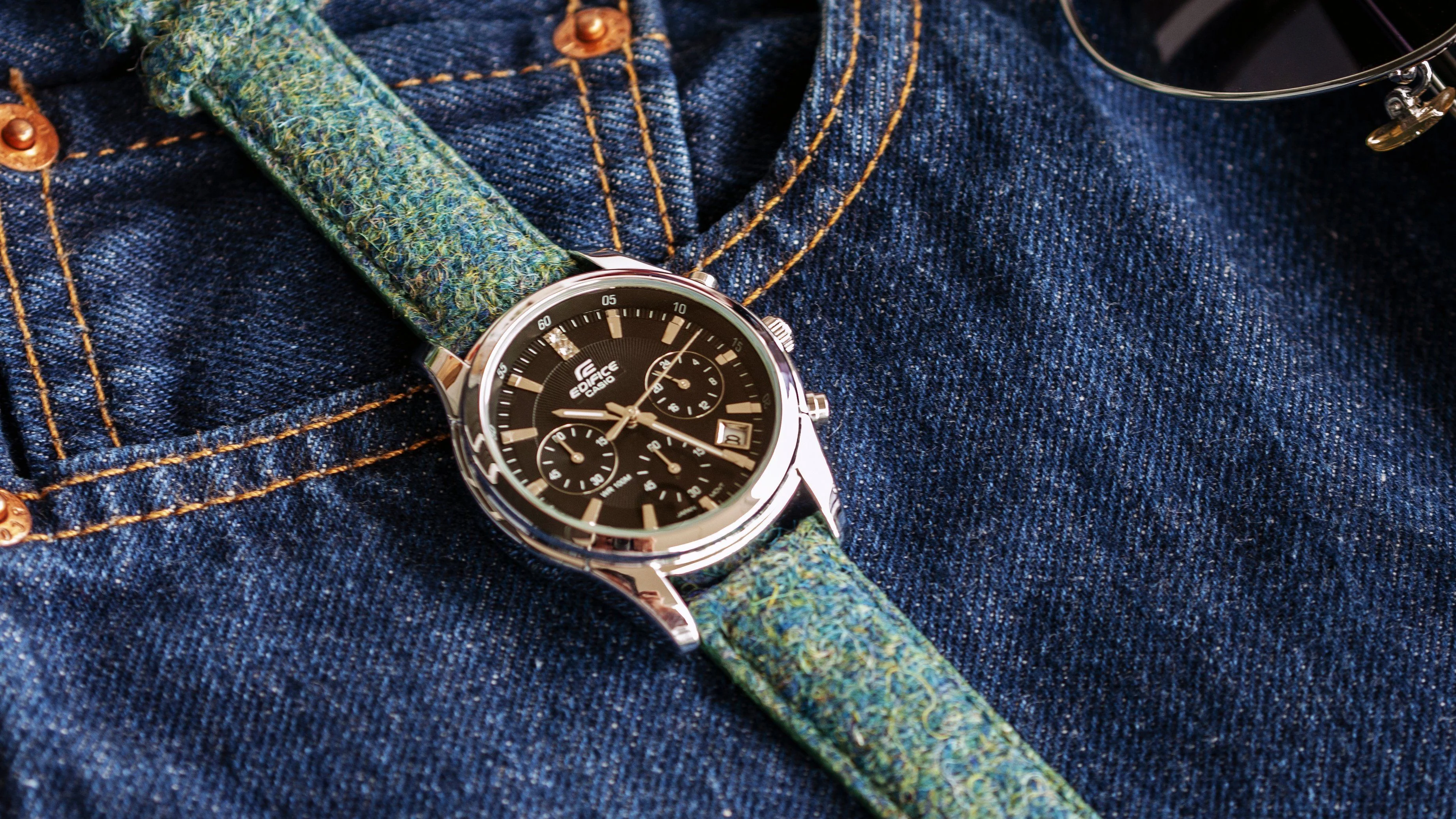 Harris Tweed Peacock Green Watch Strap - Image 4