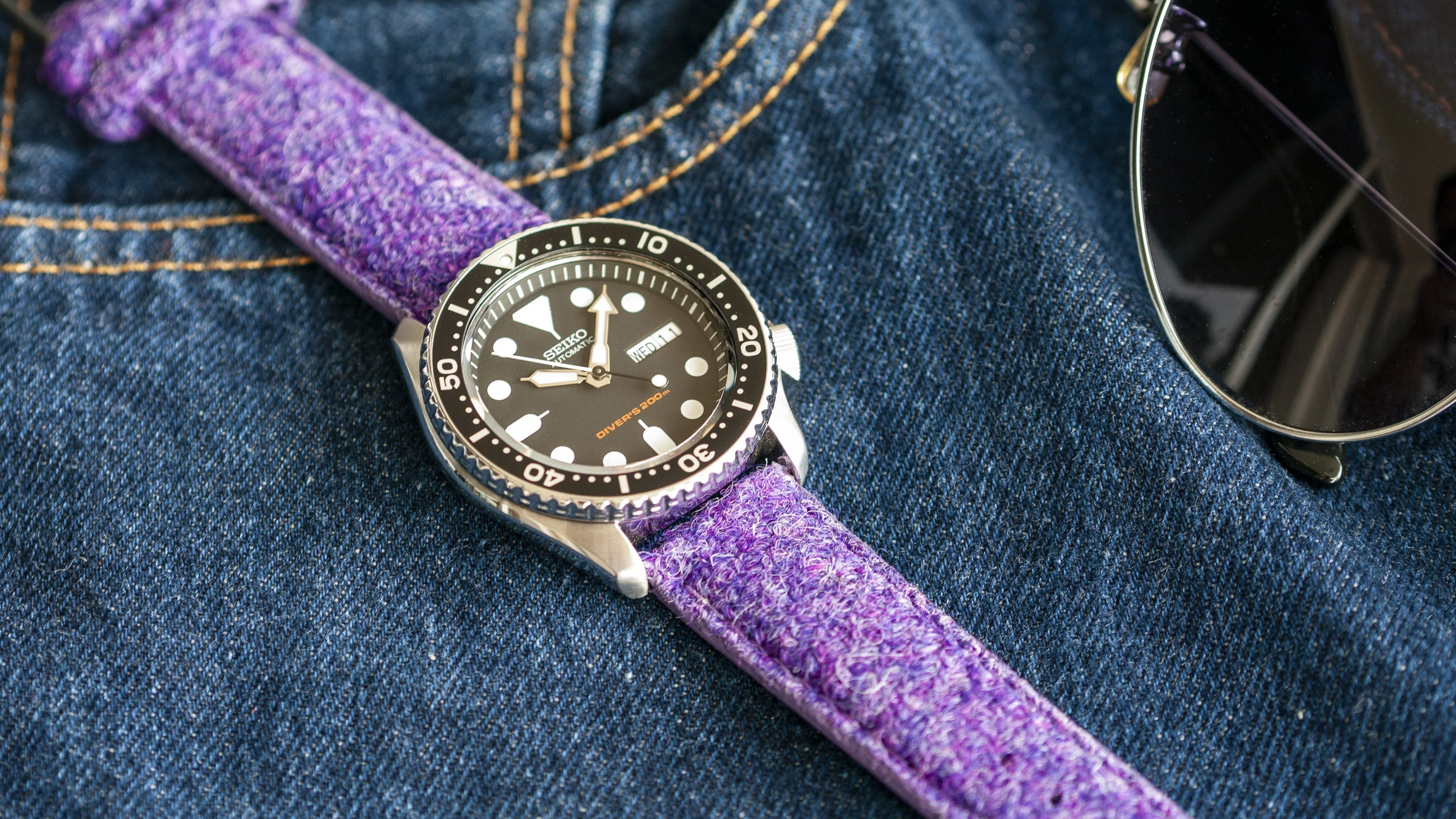 Harris Tweed Lavender Purple Watch Strap - Image 5