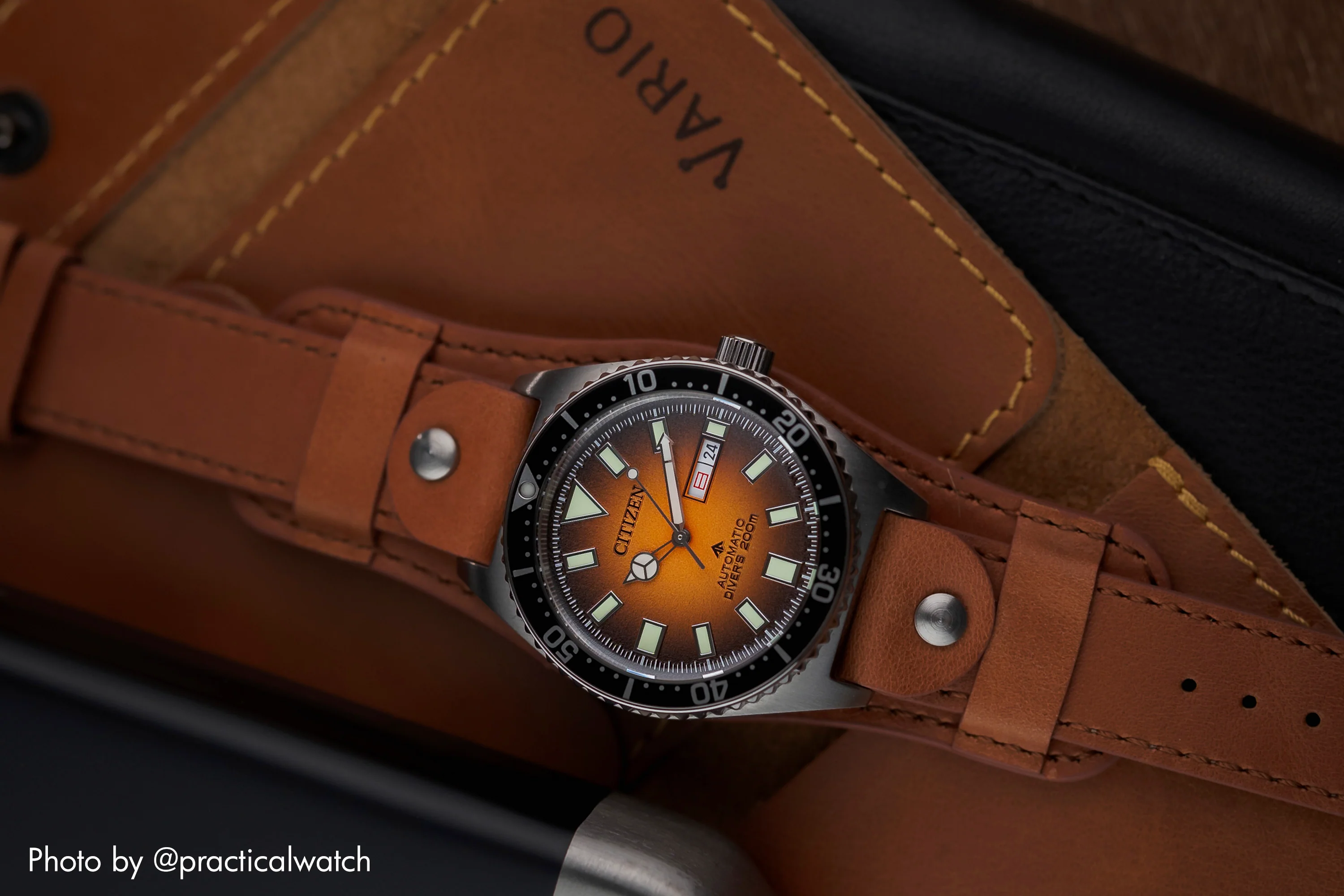 Oiled Leather Caramel Brown Bund Watch Strap - Image 4