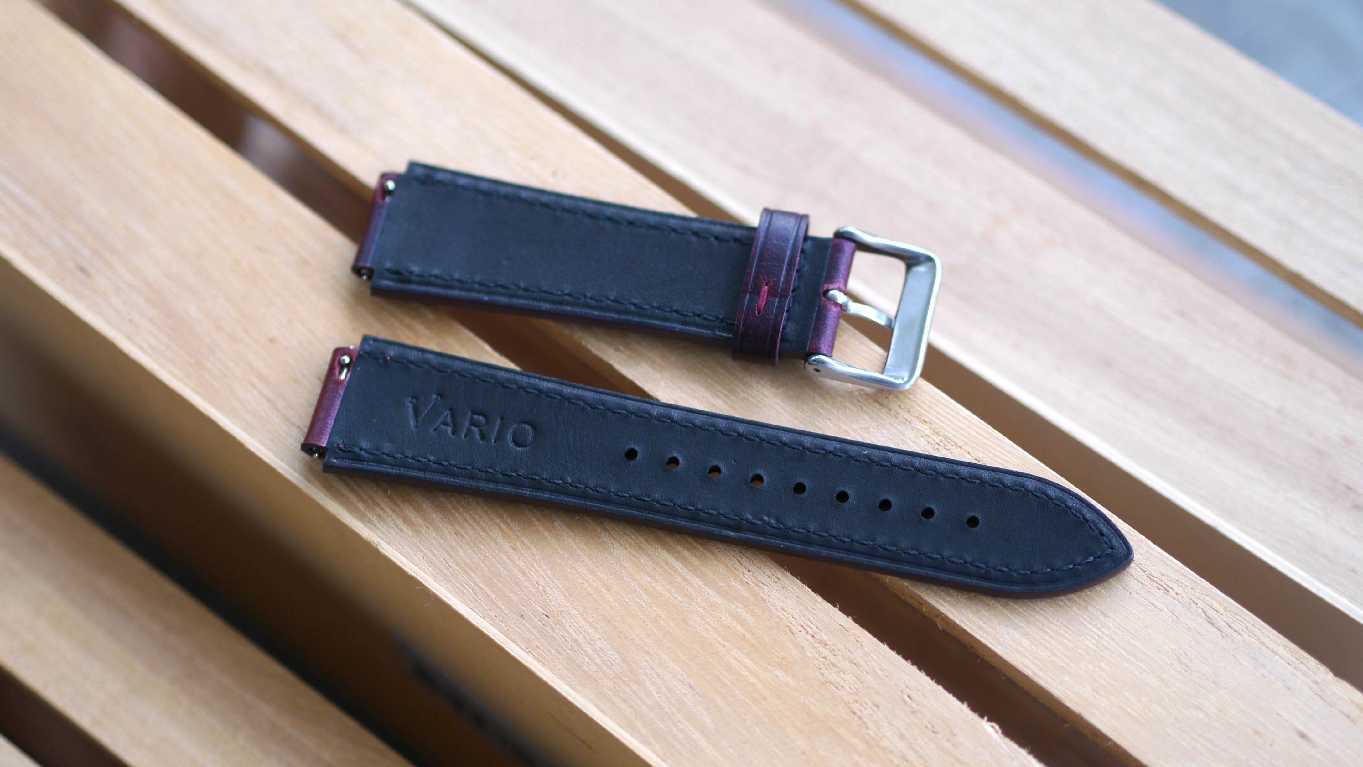 Oiled Leather Merlot Red Watch Strap for Casio® AE1200WH World Time Watch - Image 3