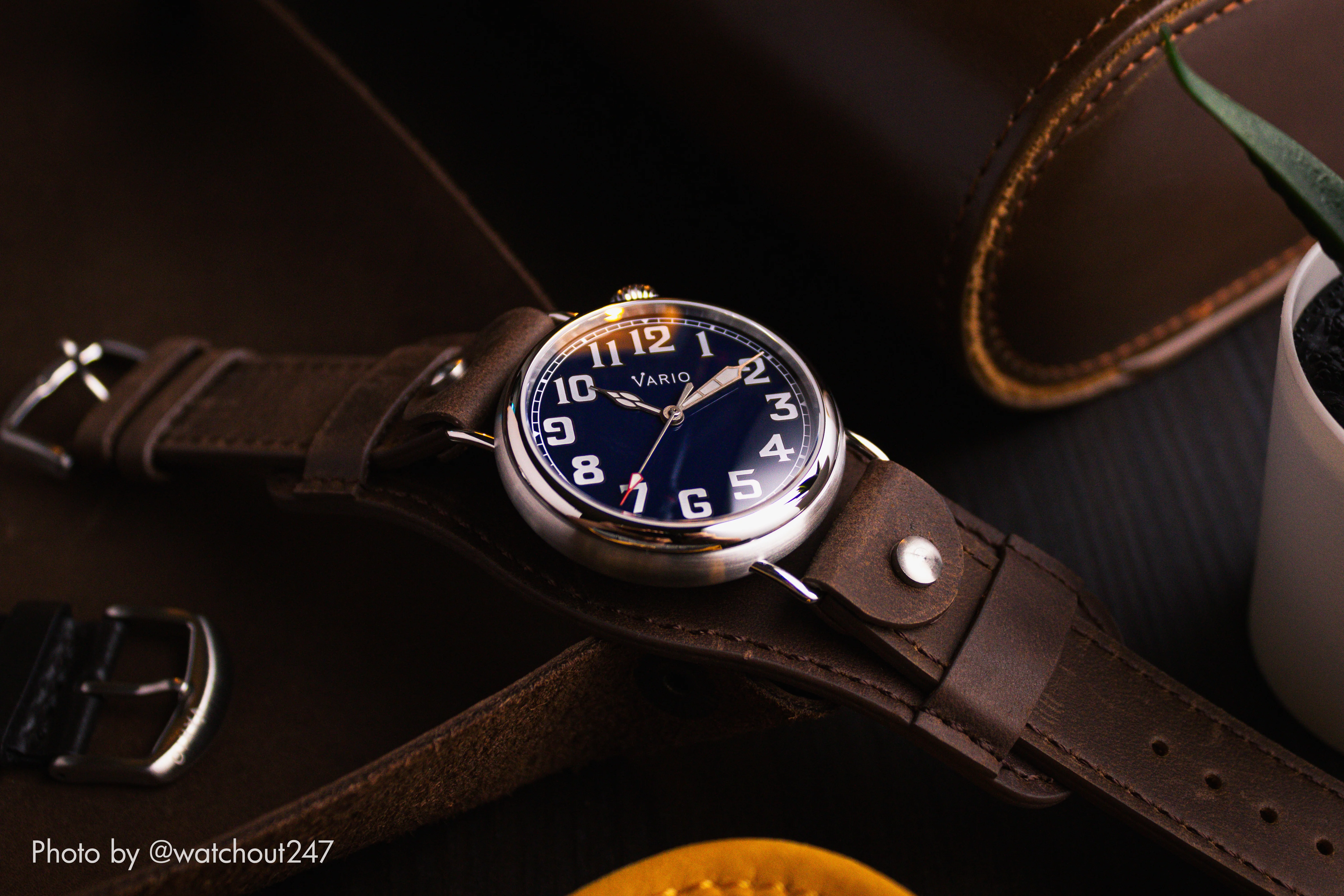 Oiled Leather Mocha Brown Bund Watch Strap - Image 3
