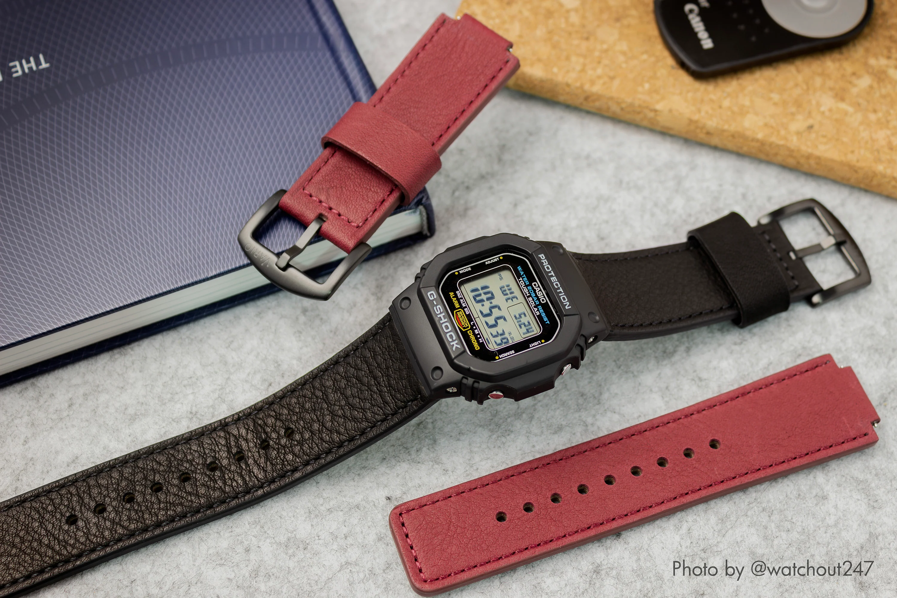 Performance Leather Water Resistant Coal Black Casio® G-Shock Replacement Watch Strap - Image 5