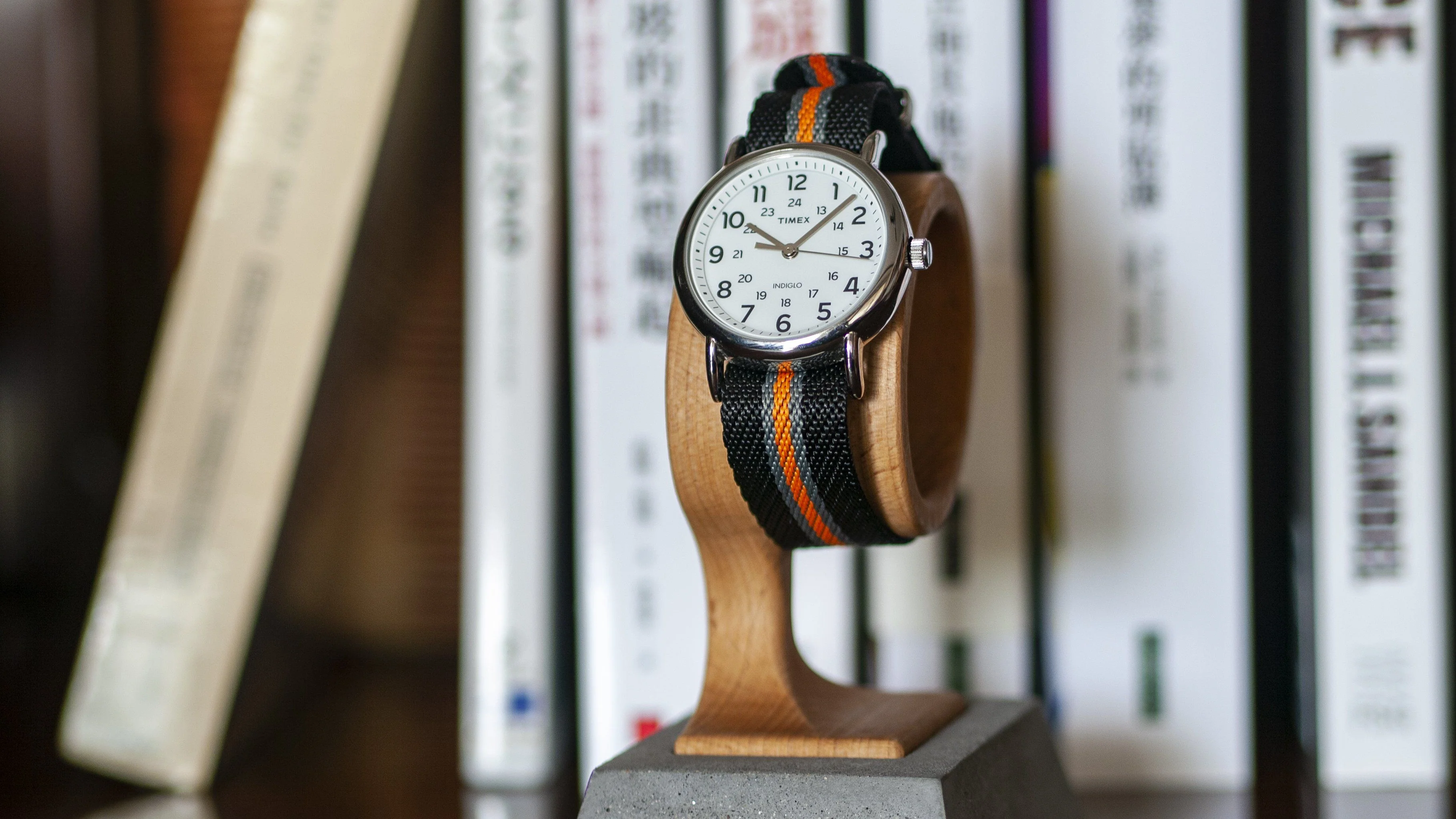 Twill Black, Grey, Orange Stripe Watch Strap - Image 3