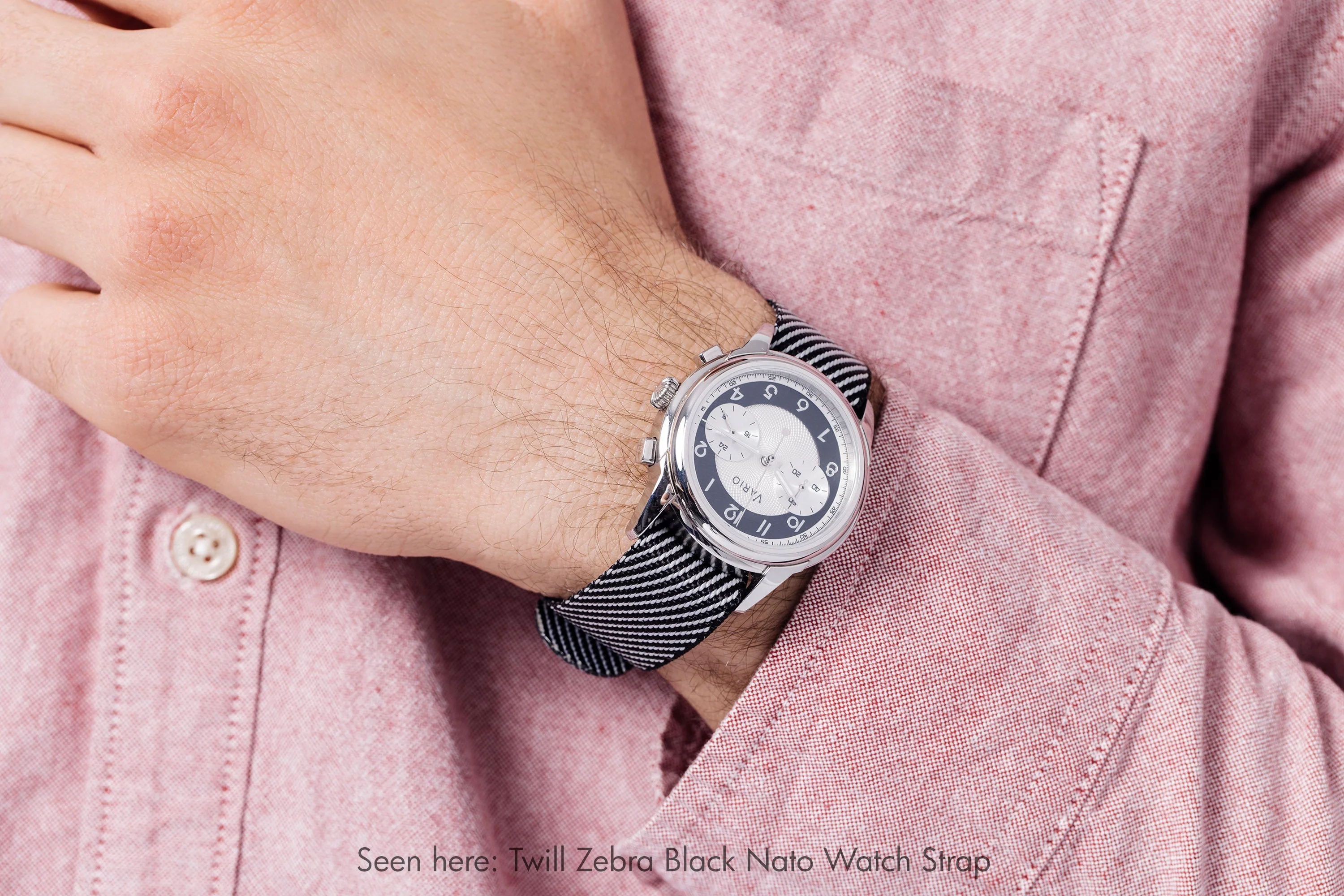 Twill Blue, White, Orange Stripe Watch Strap - Image 7