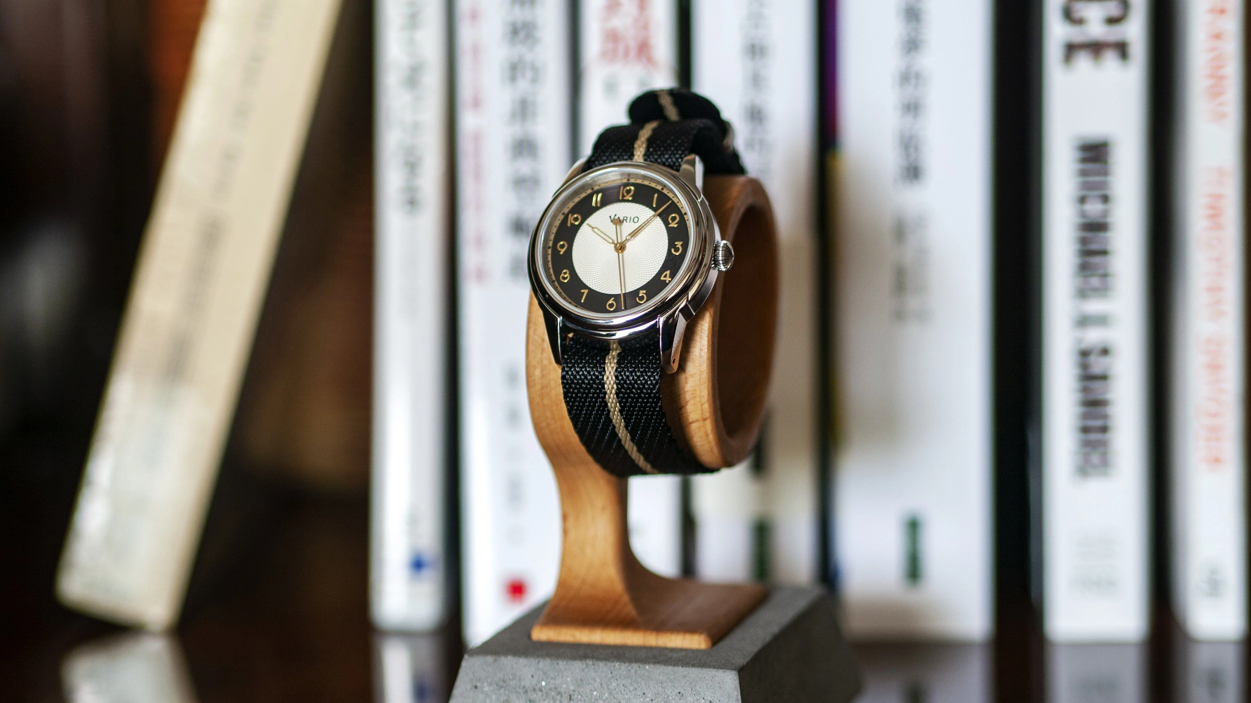 Twill Charcoal Black Watch Strap / Beige Divider - Image 4