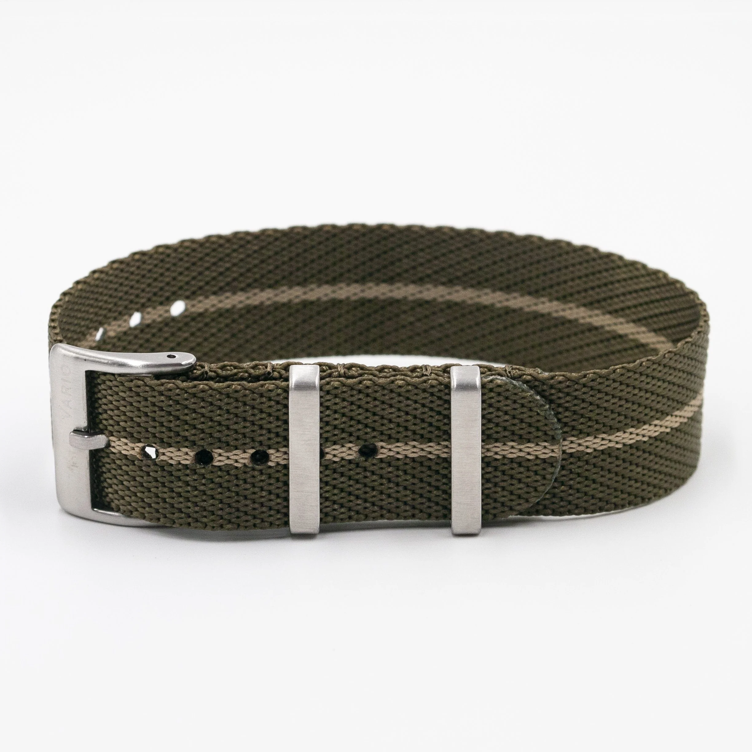 Twill Khaki Brown Watch Strap / Biege Divider