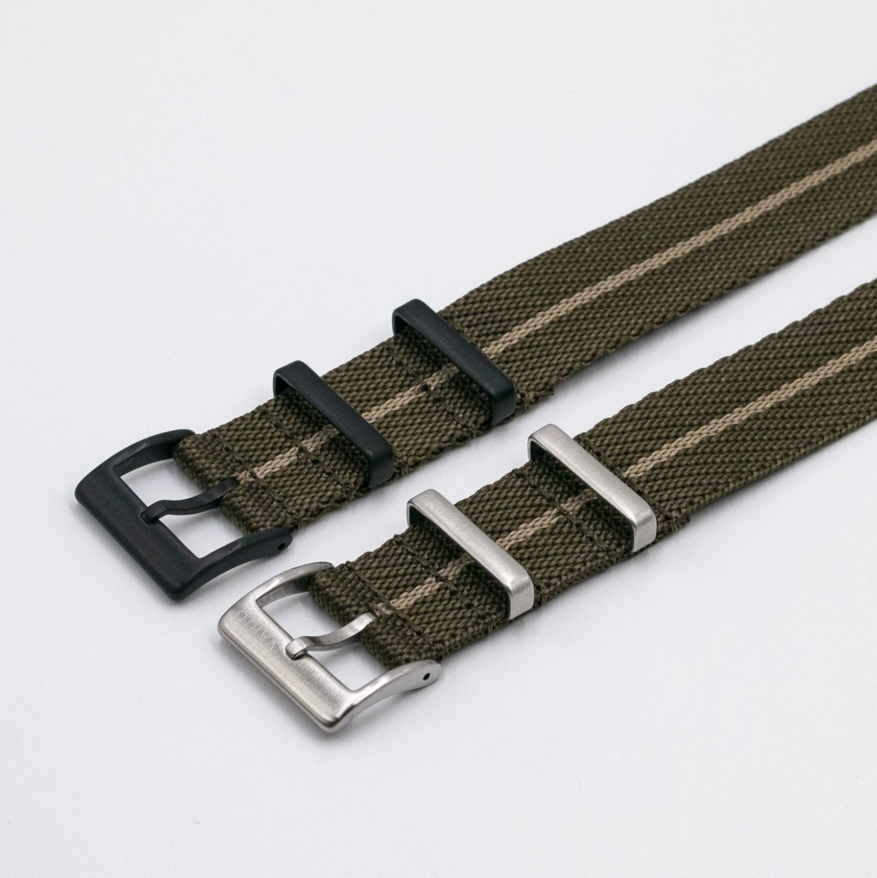 Twill Khaki Brown Watch Strap / Biege Divider - Image 2