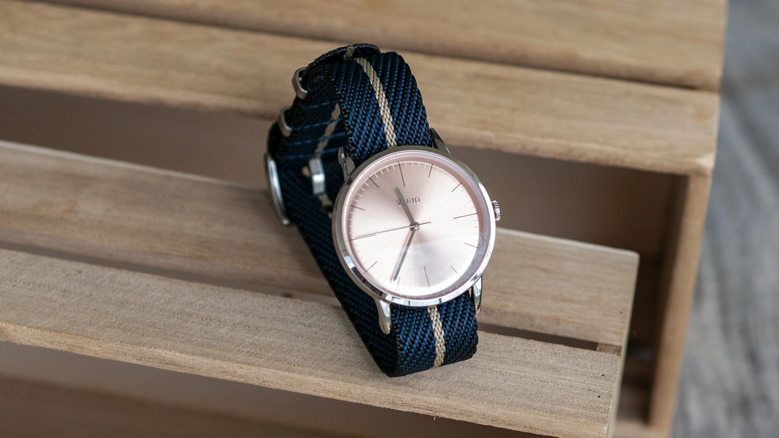 Twill Midnight Blue Watch Strap / Beige Divider - Image 3