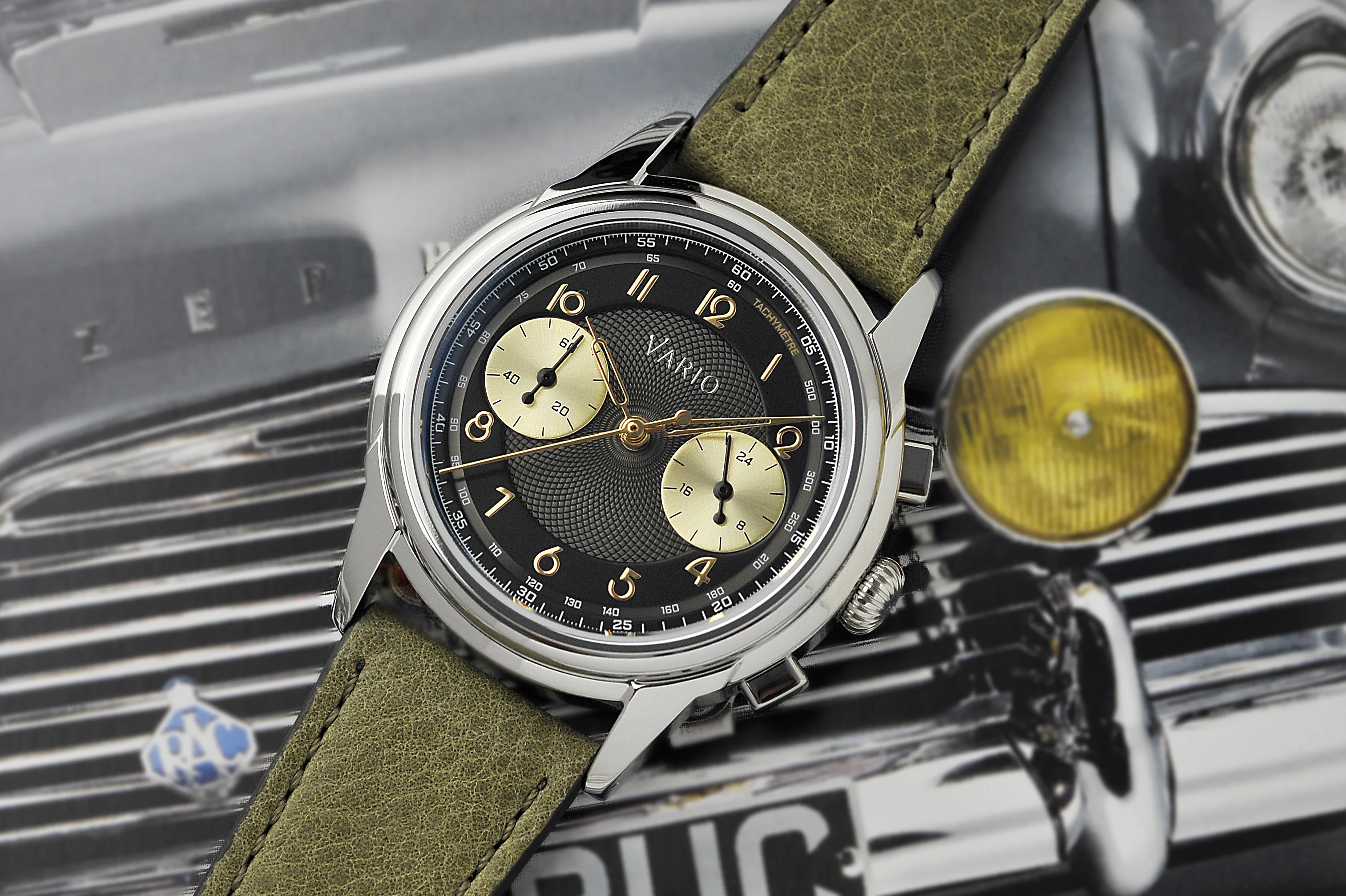 Vario Empire Gunmetal Tuxedo Tachymètre Chronograph Watch - Image 3