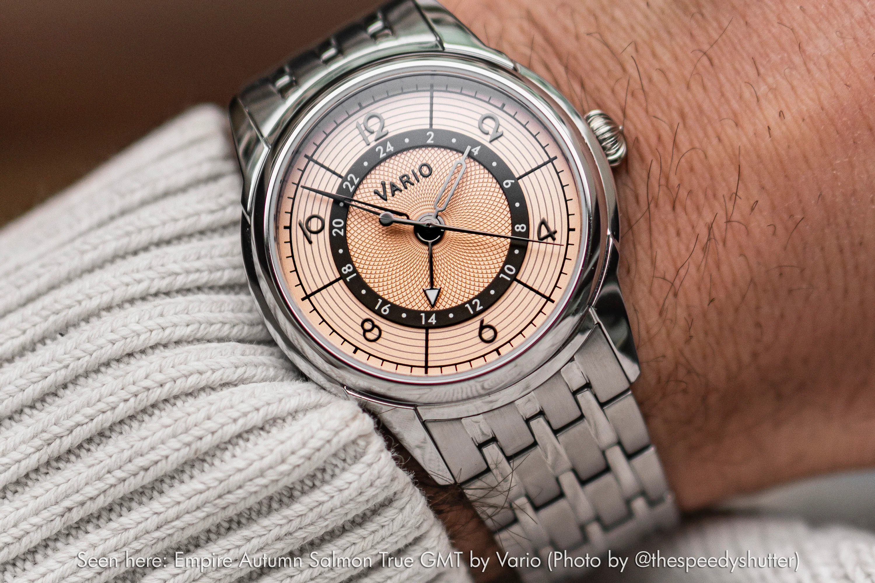 Vario Empire Seasons True GMT Autumn Salmon Automatic Dress Watch - Image 10