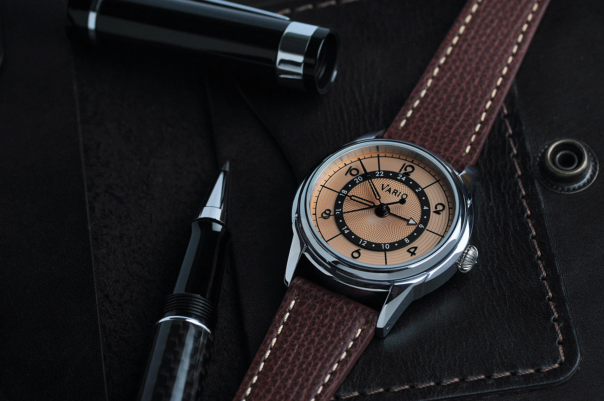Vario Empire Seasons True GMT Autumn Salmon Automatic Dress Watch - Image 3