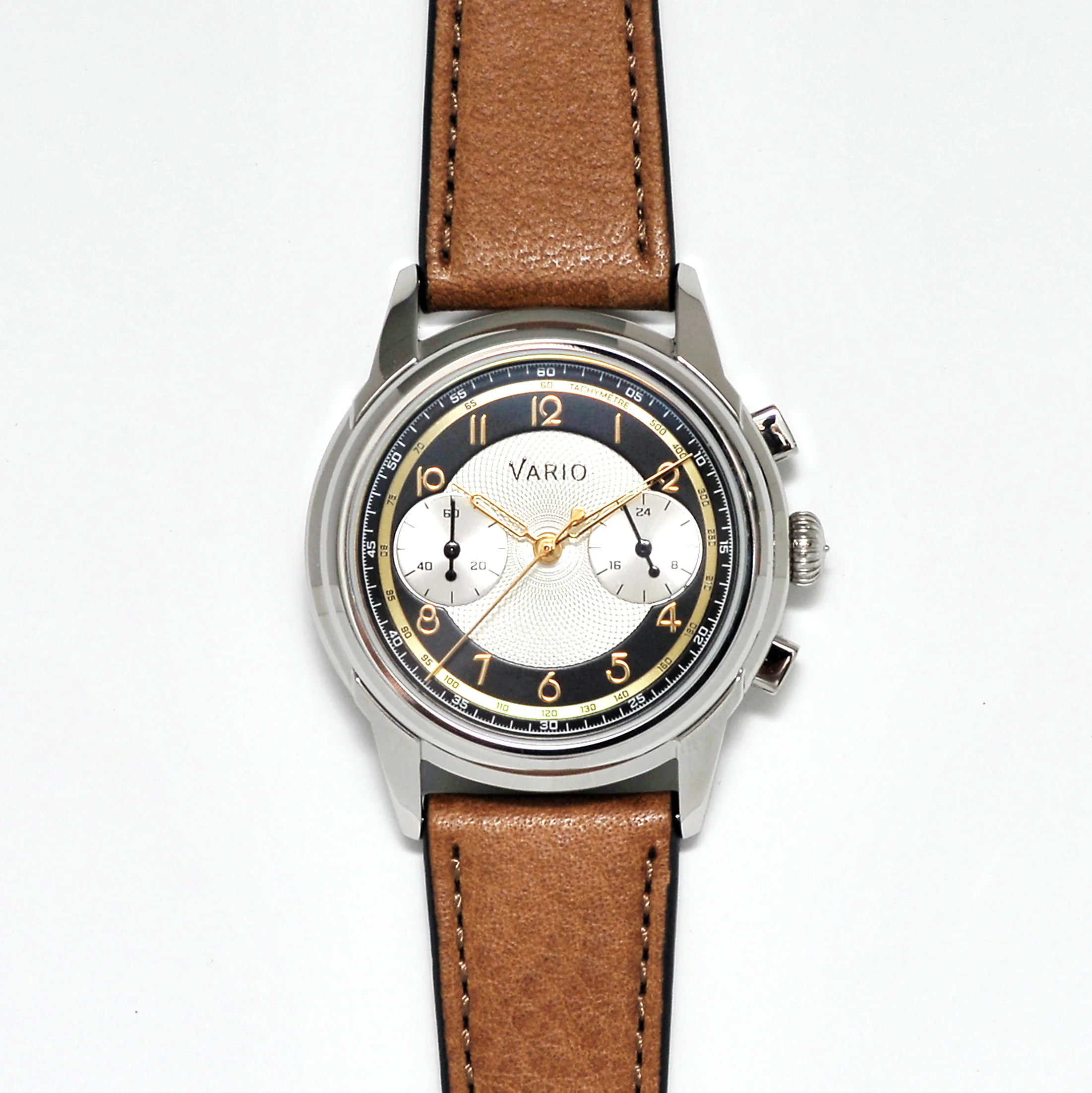 Vario Empire White Tuxedo Gold Tachymètre Chronograph Watch