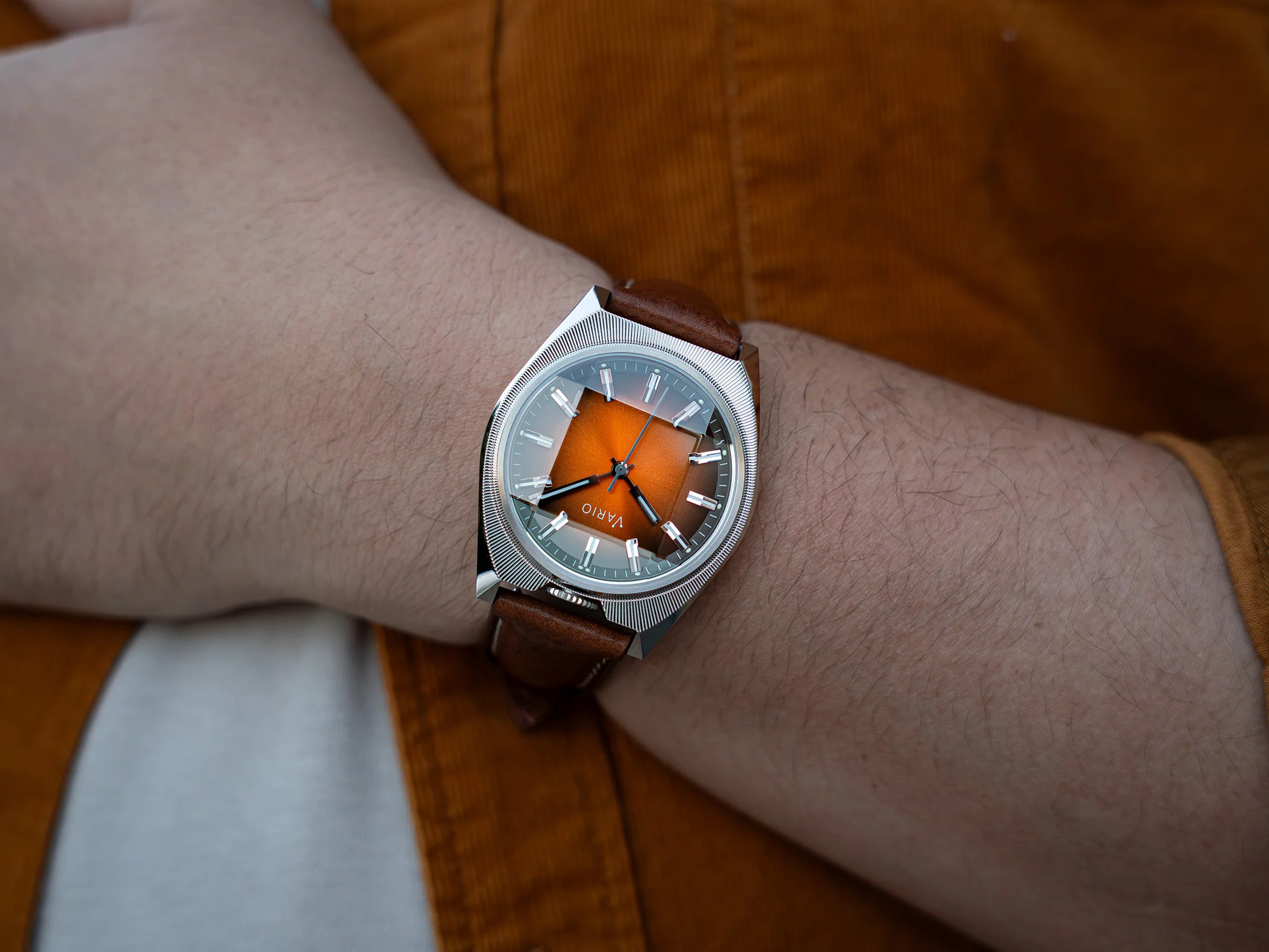 Vario Futurist Watch Sunburst Orange Fume Watch - Image 6