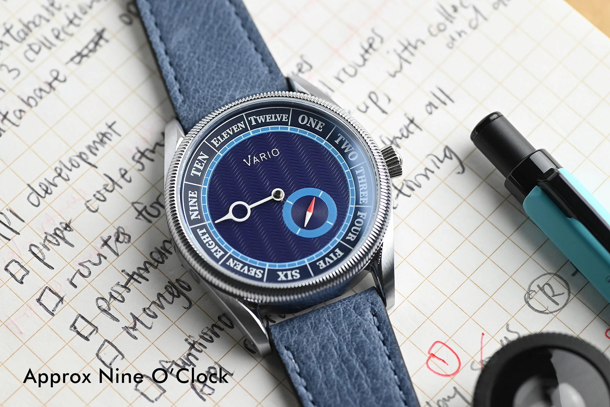 Vario NAVI Single Hand Deep Water Blue Small Seconds Compass - Image 4