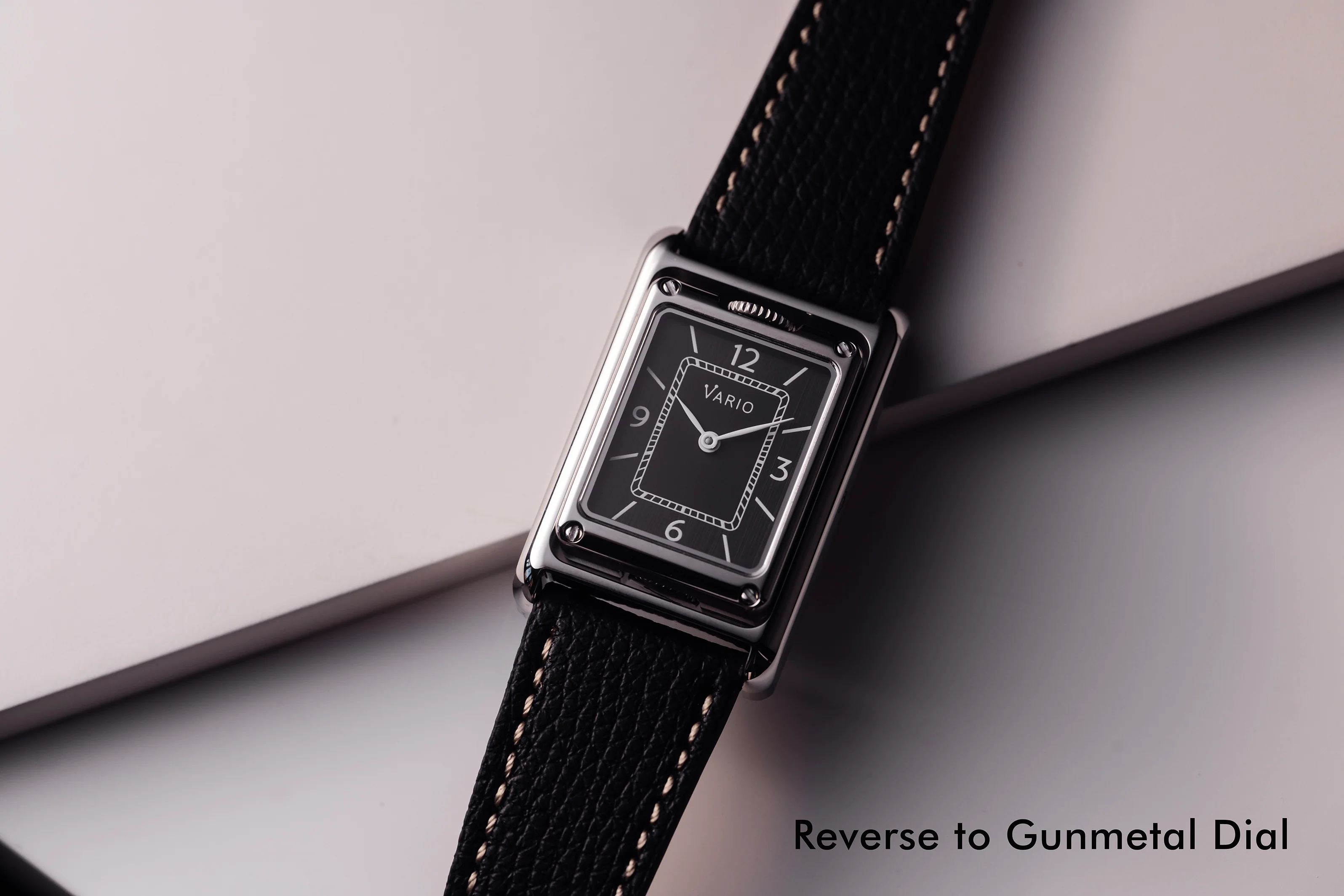 Vario VERSA Reversible Dual Time Eastern Arabic Gunmetal-Green Enamel Watch - Image 5